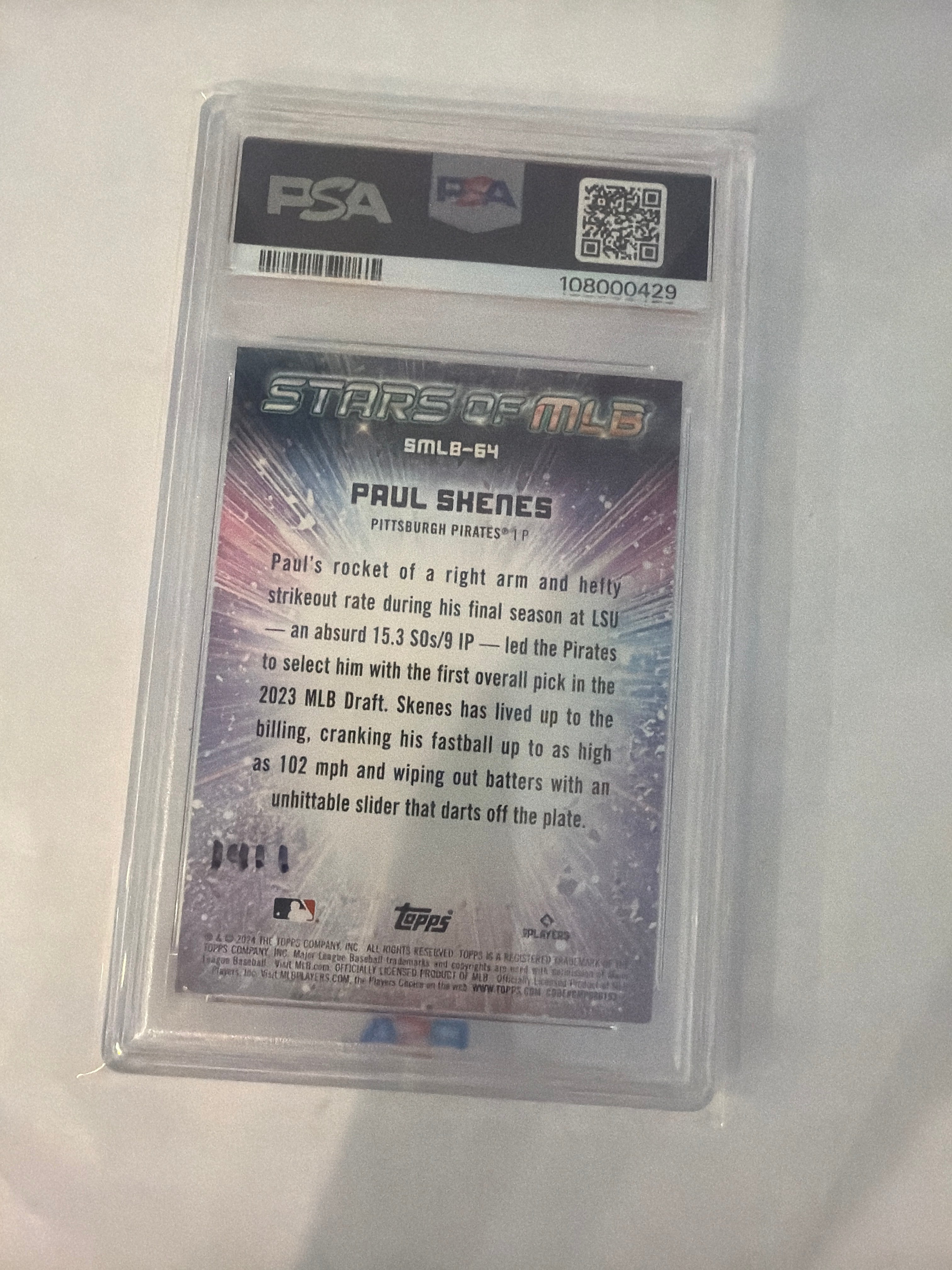 2024 Topps Paul Skenes Stars of MLB PSA10