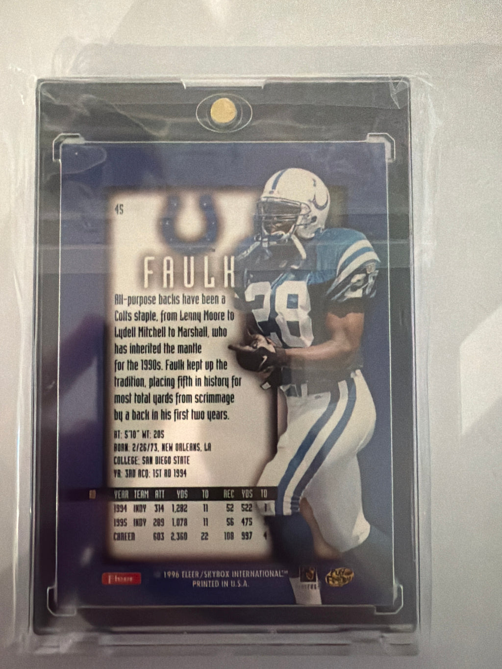 1996 fleer ultra Marshall Faulk