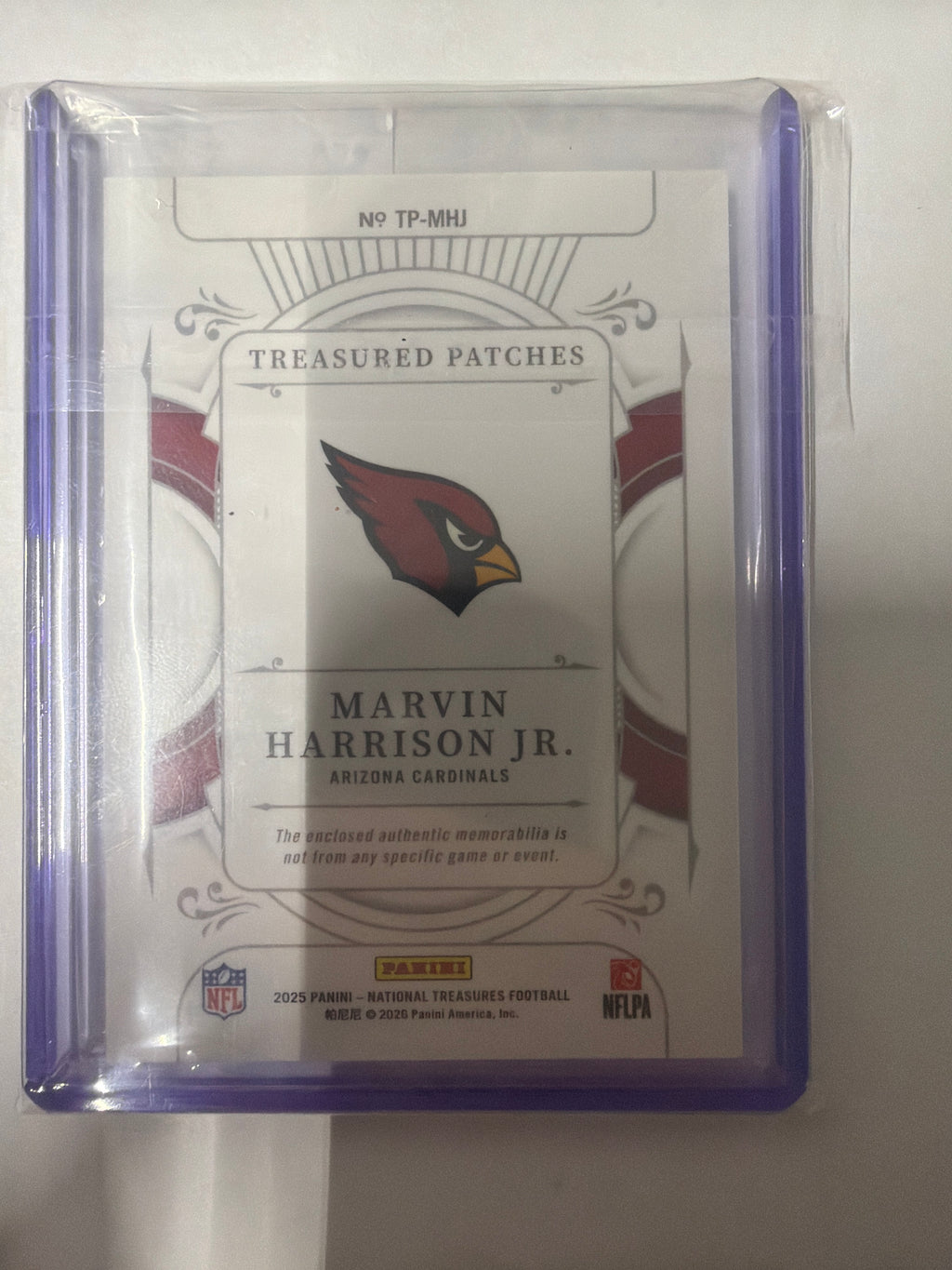 2025 national treasures Marvin Harrison Junior patch ￼