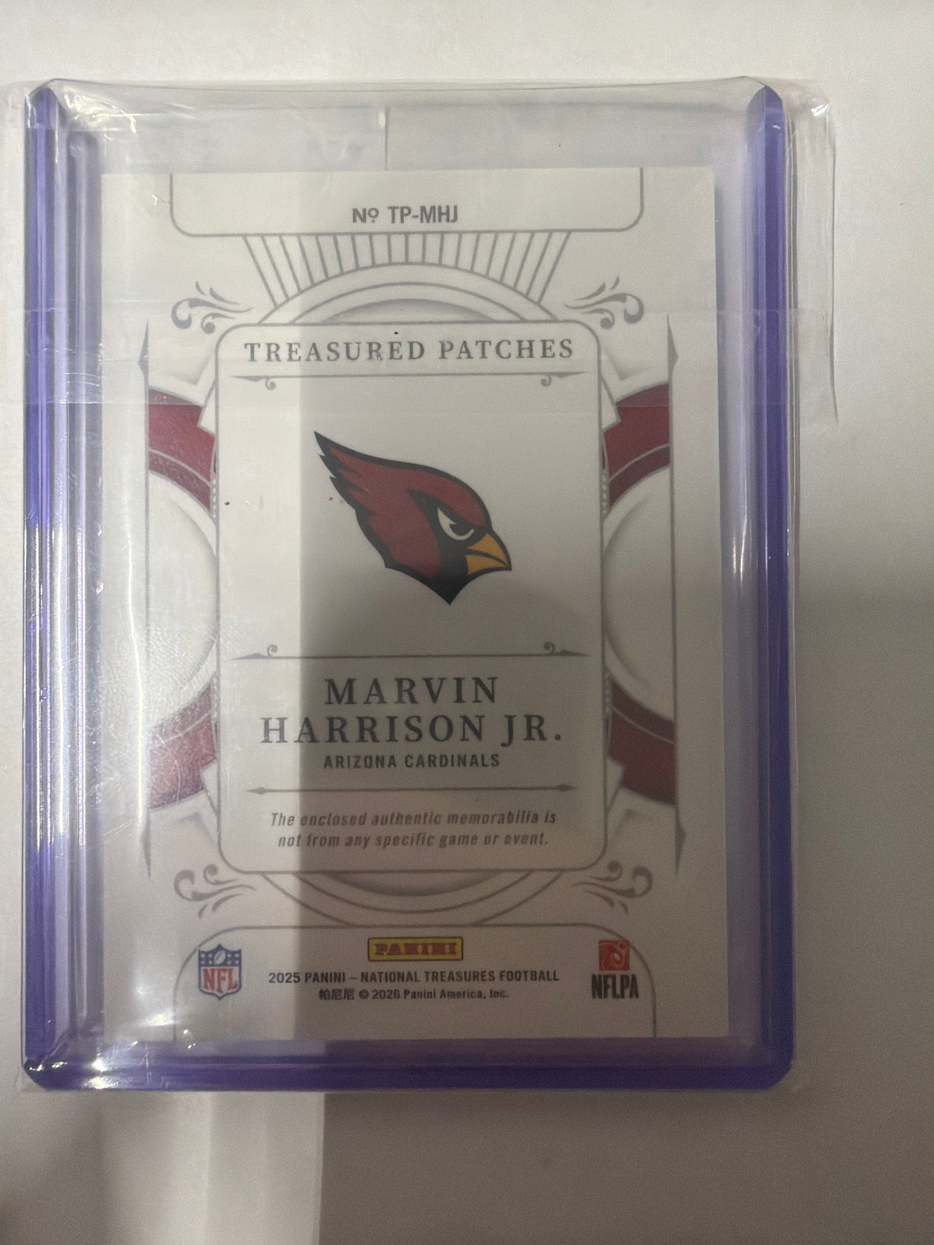 2025 national treasures Marvin Harrison Junior patch ￼