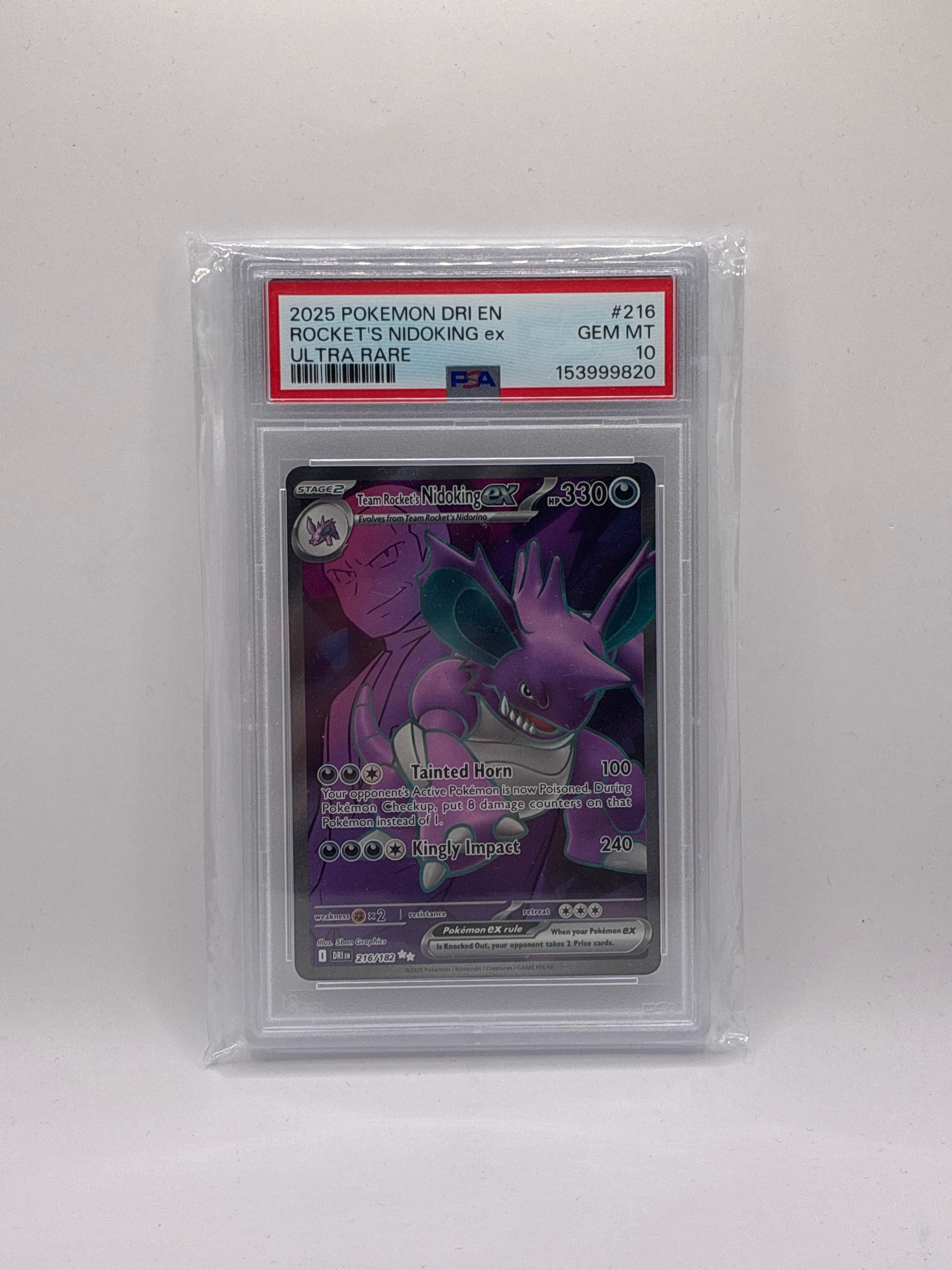 Team Rocket’s Nidoking Ex 216/182 Pokemon Destined Rivals PSA 10