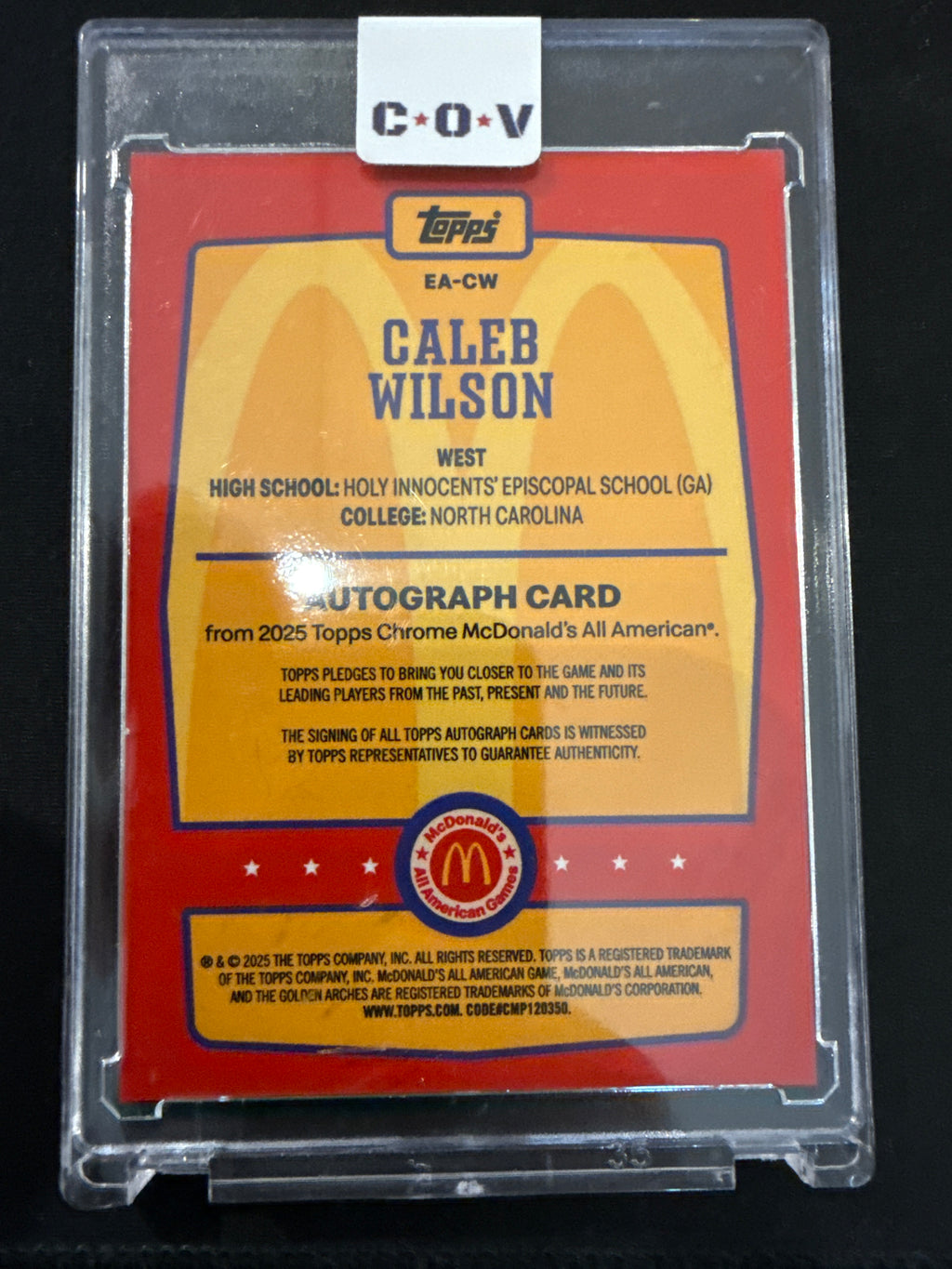 2025 Topps McDonalds Caleb Wilson