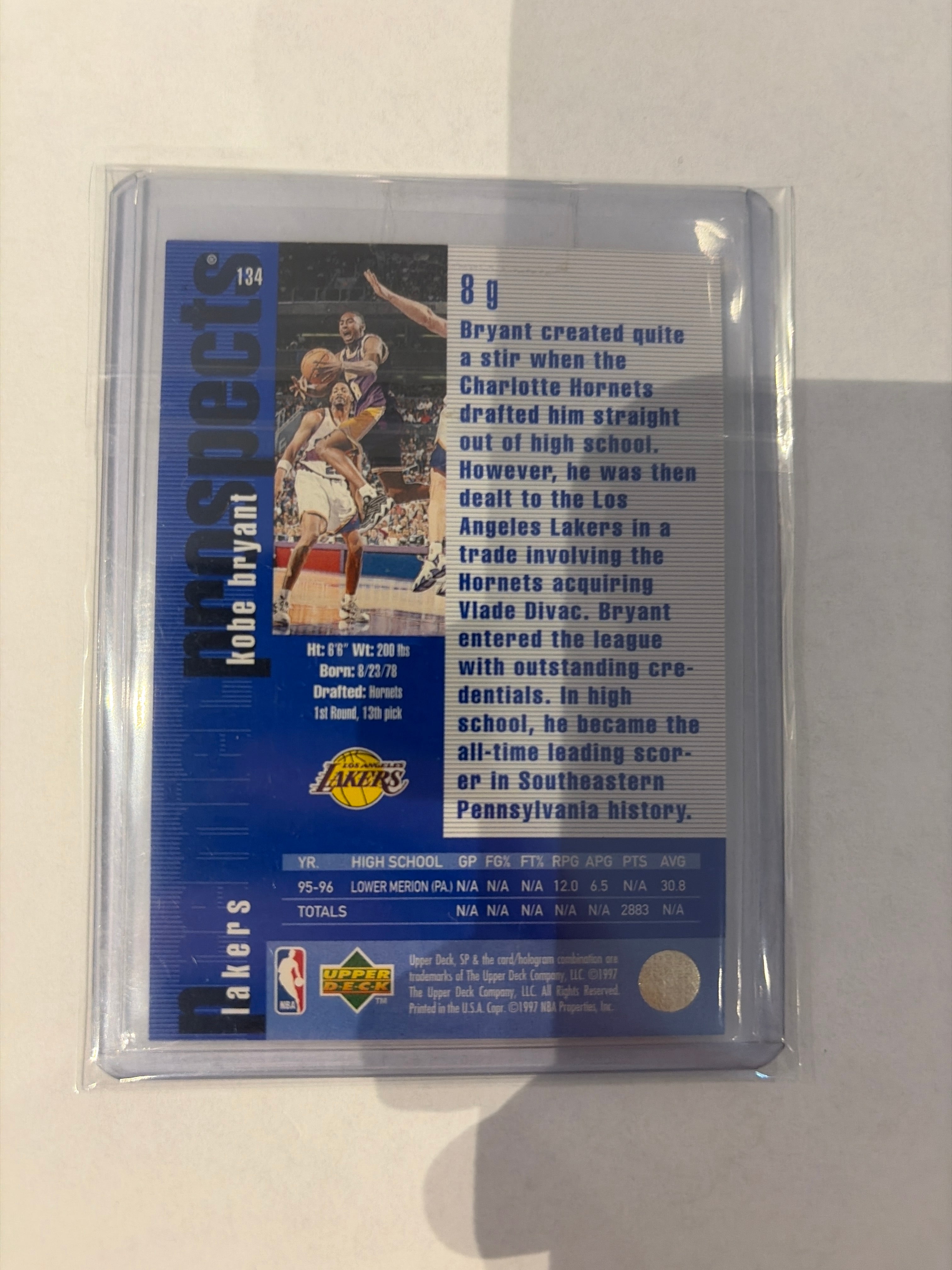 1997 upper deck SP Kobe Bryant prospects