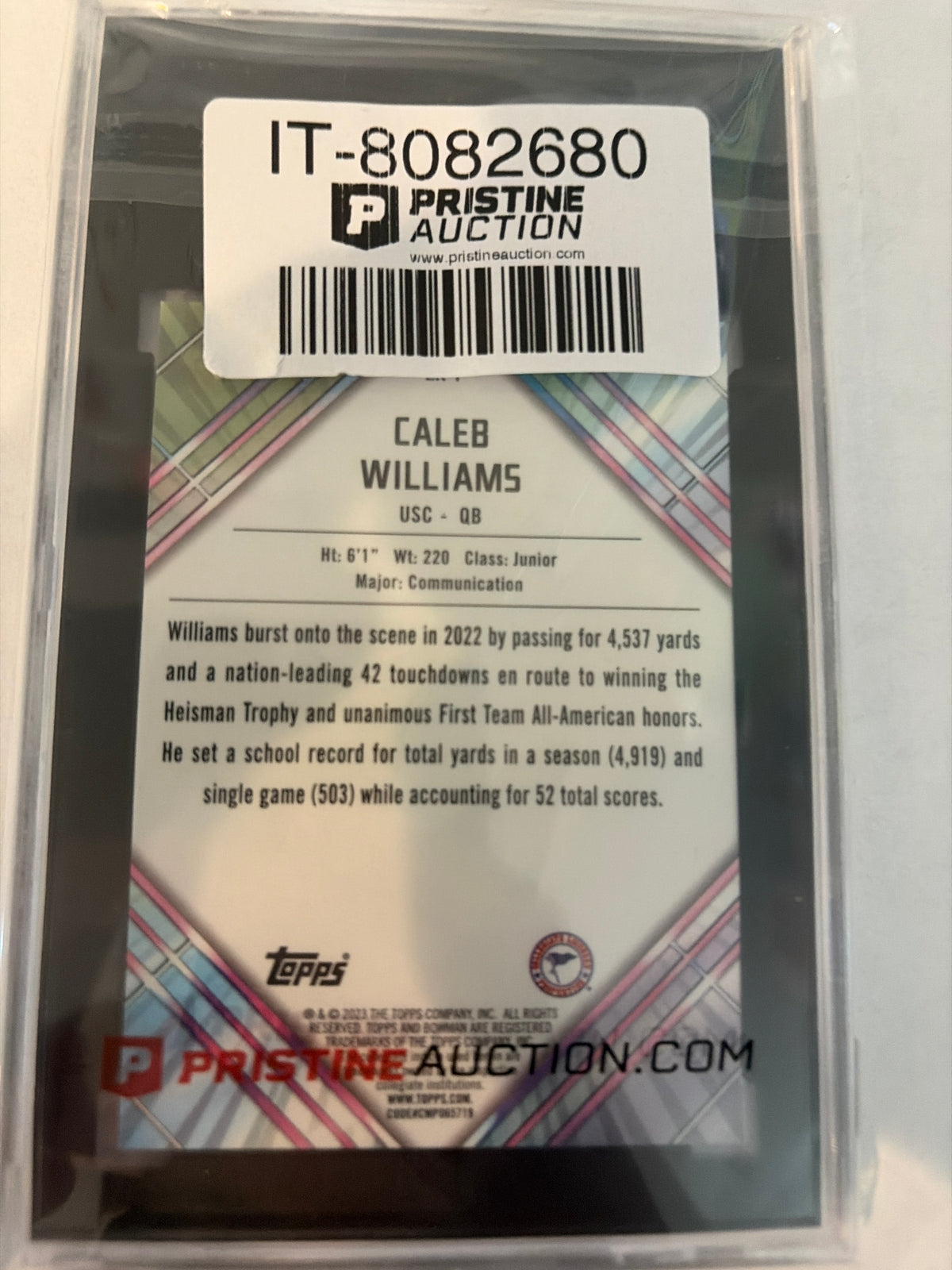 2023 Bowman U chrome ER – 1 Caleb Williams early Risers SGC 9.5