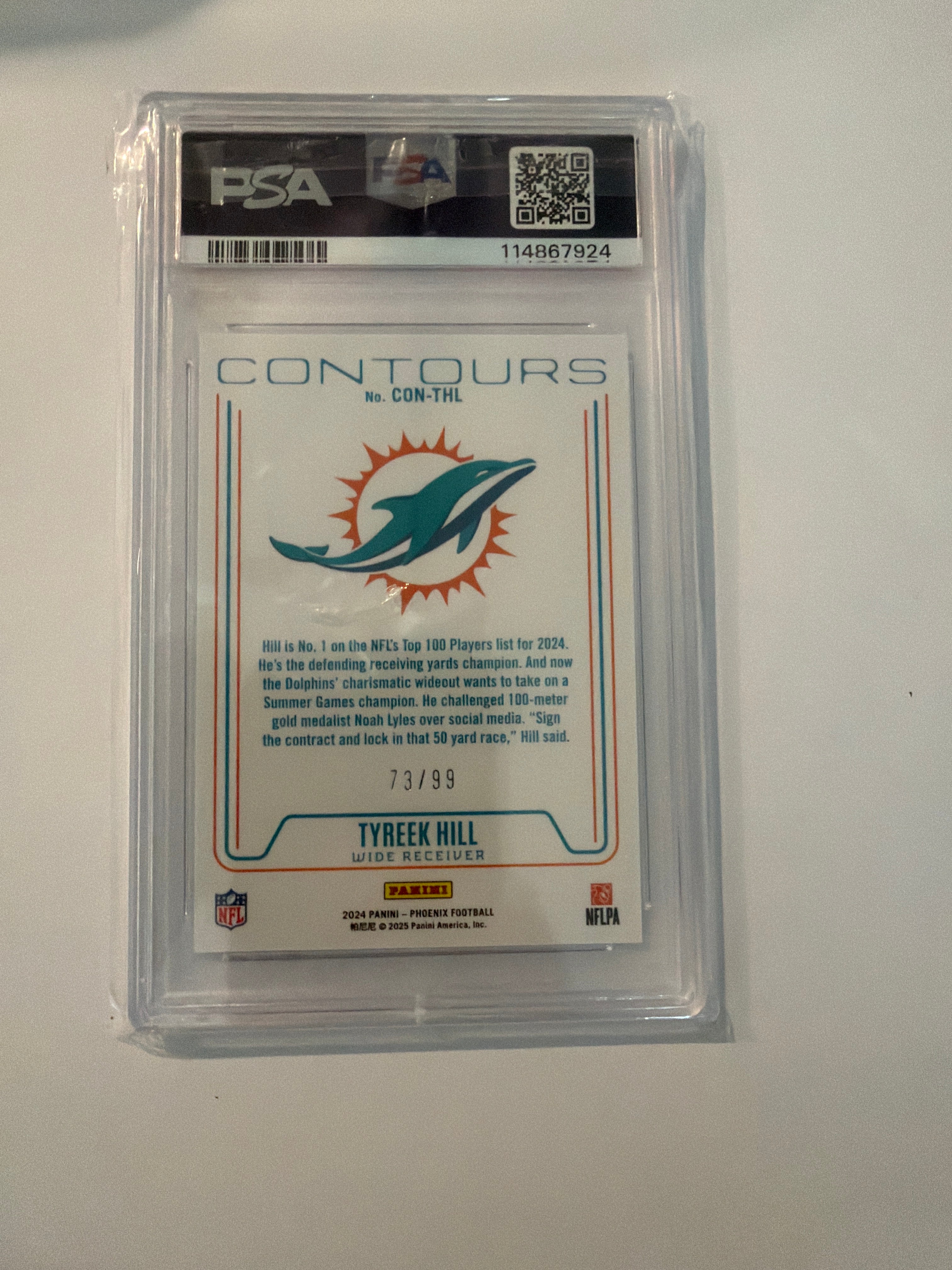 2024 phoenix tyreek hill contours red PSA9