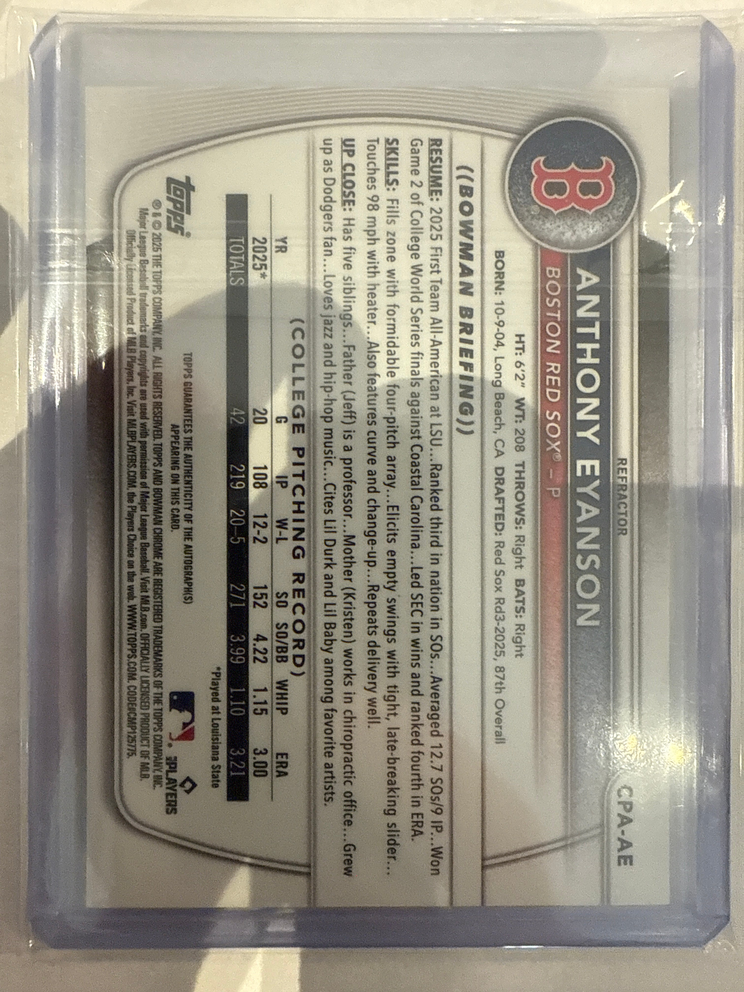 2025 Bowman chrome Anthony Eyanson 74/199.