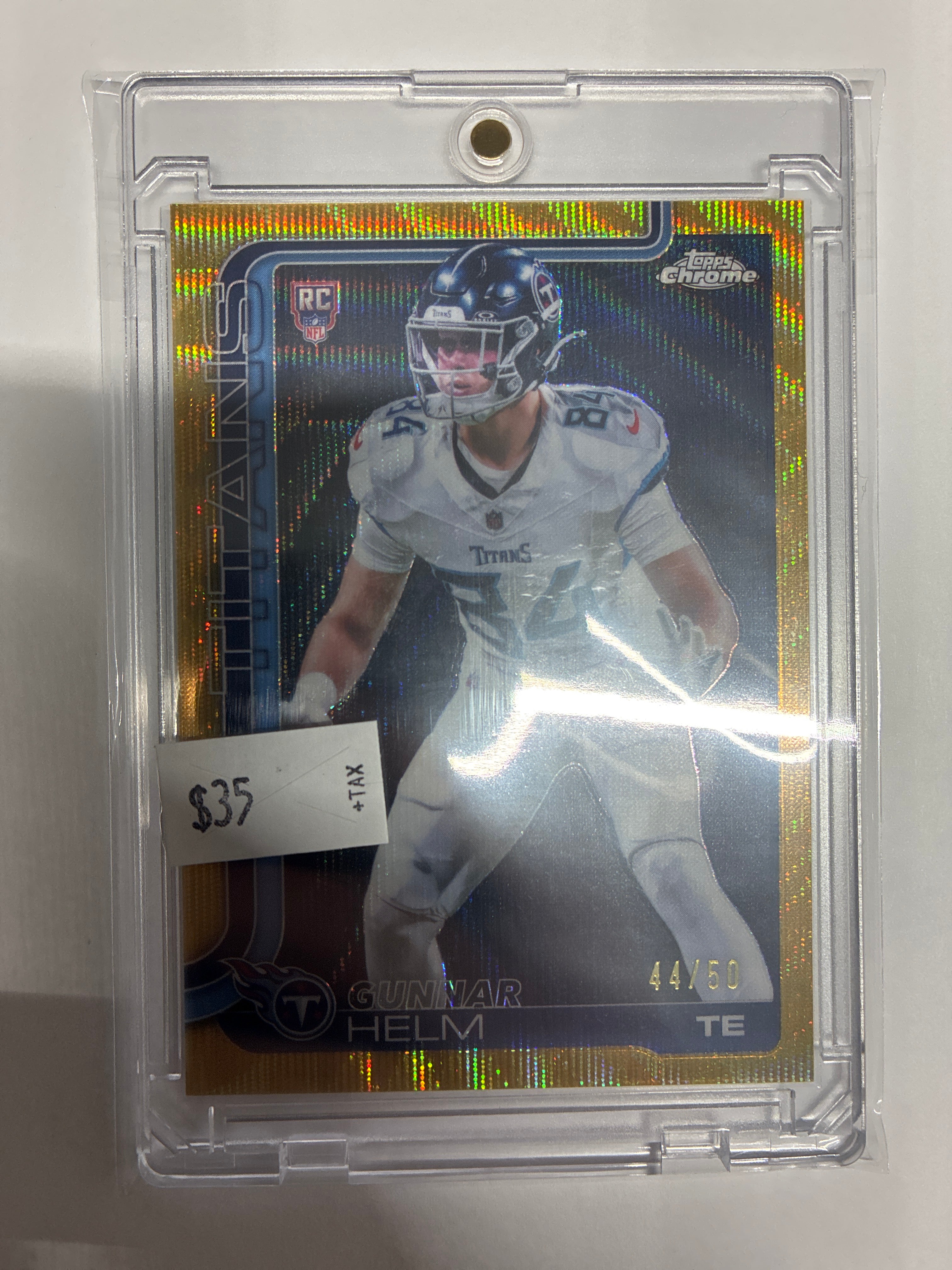2025 Topps Chrome Rookies Gunnar Helm #305 Yellow Wave Refractor 44/50
