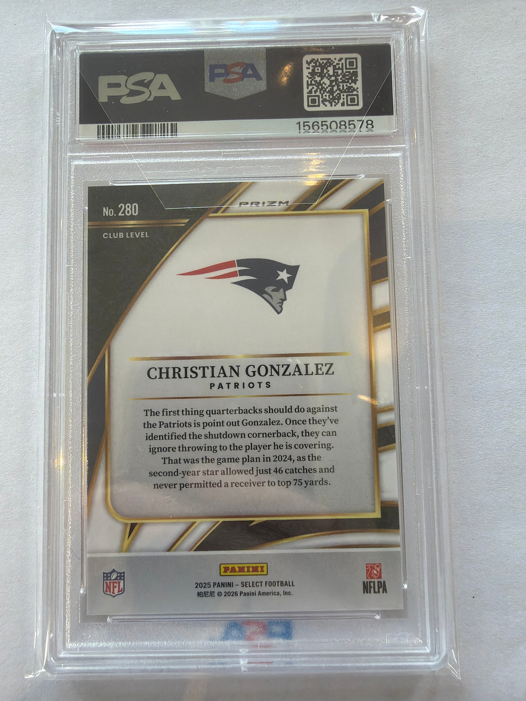 2025 select Christian Gonzalez silver Prizm PSA10