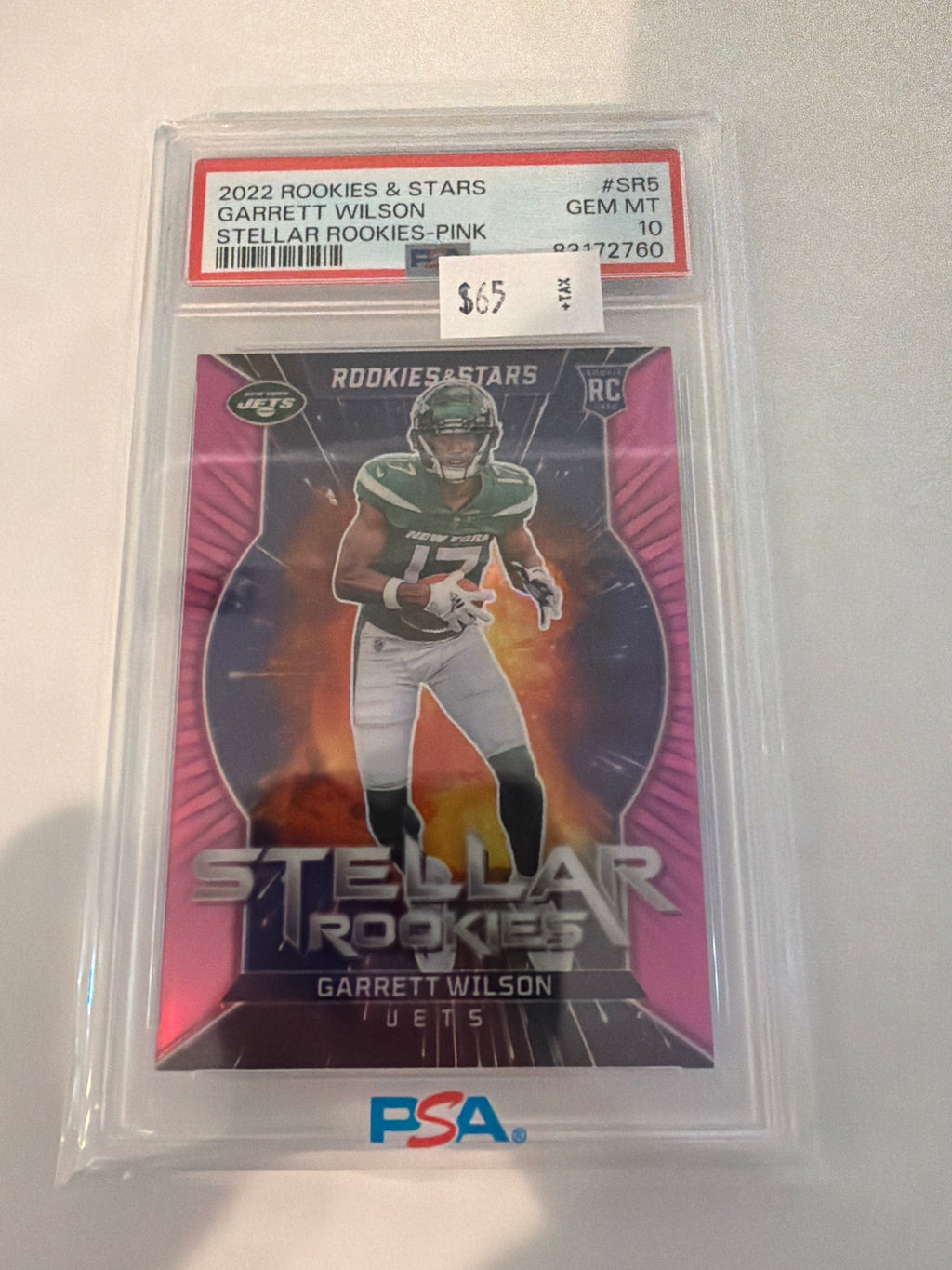 2022 Panini rookies and stars Garrett Wilson Stella rookies pink PSA10￼