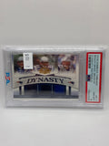 2008 Donruss Threads Tom Brady, Randy Moss, Teddy Bruschi Dynasty Materials PSA 8