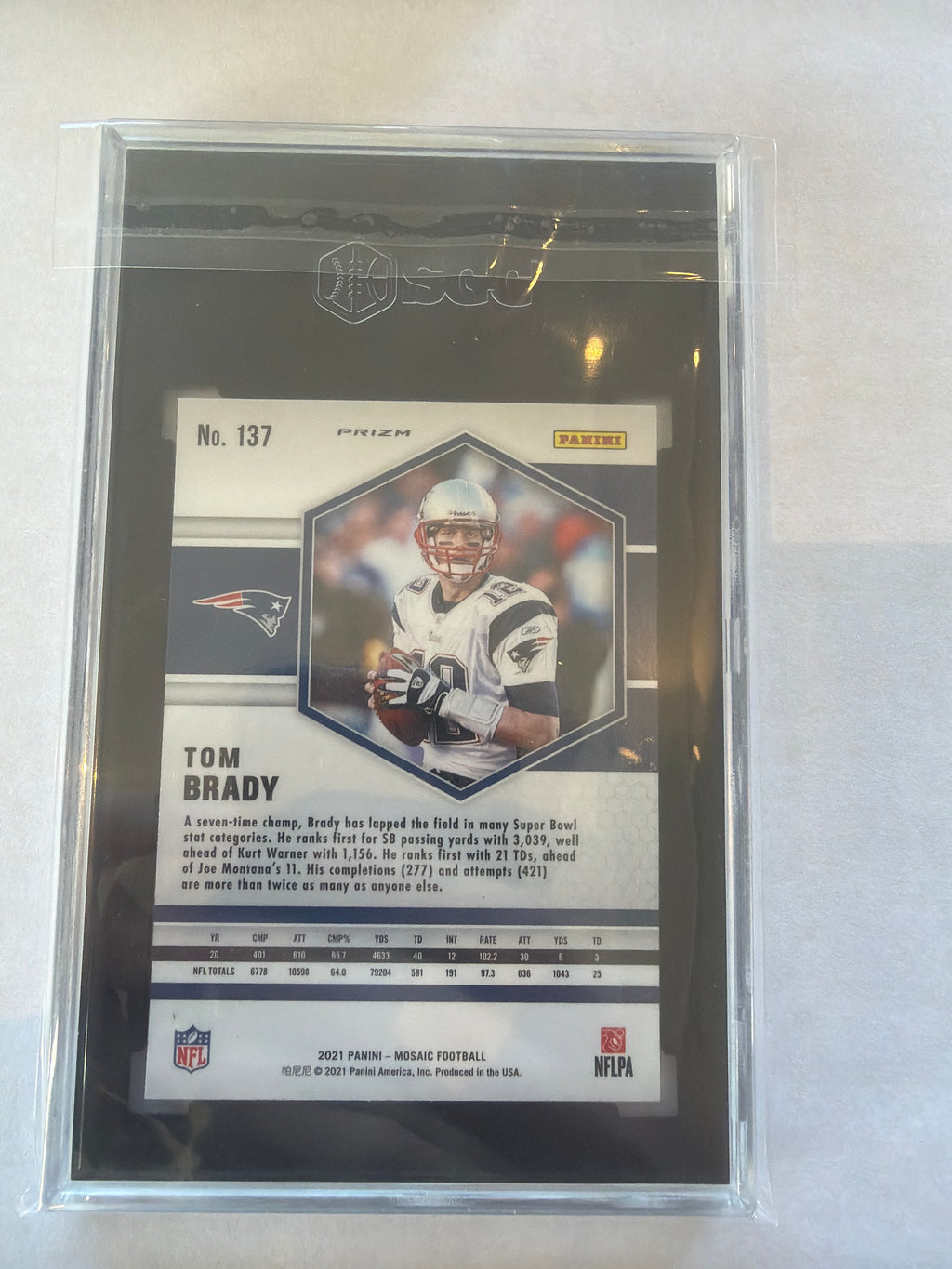 2021 panini mosaic tom Brady yellow reactive Prizm SGC 10
