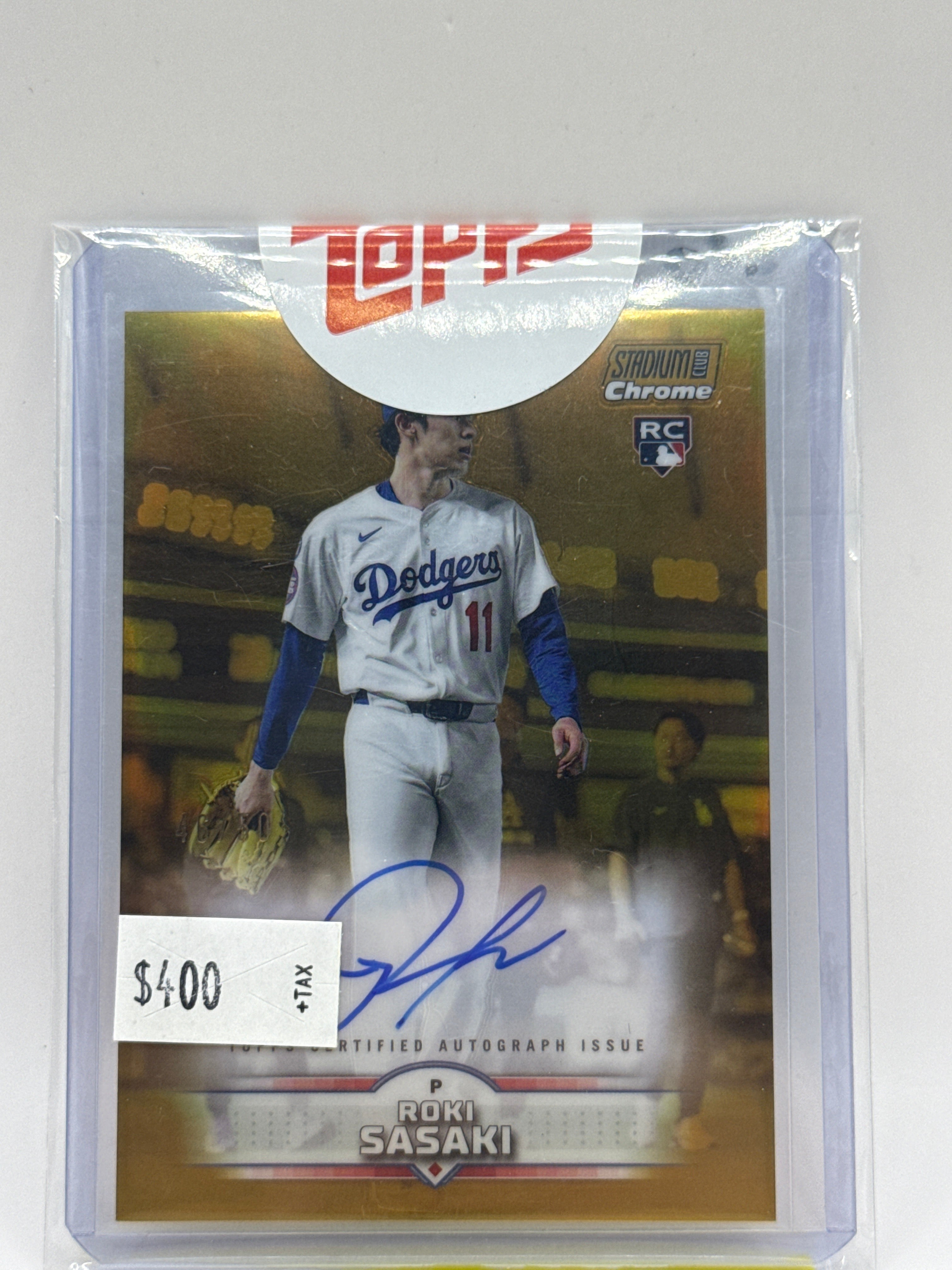 2025 Topps Stadium Club Chrome Roki Sasaki Gold/50 Sealed autograph redemption