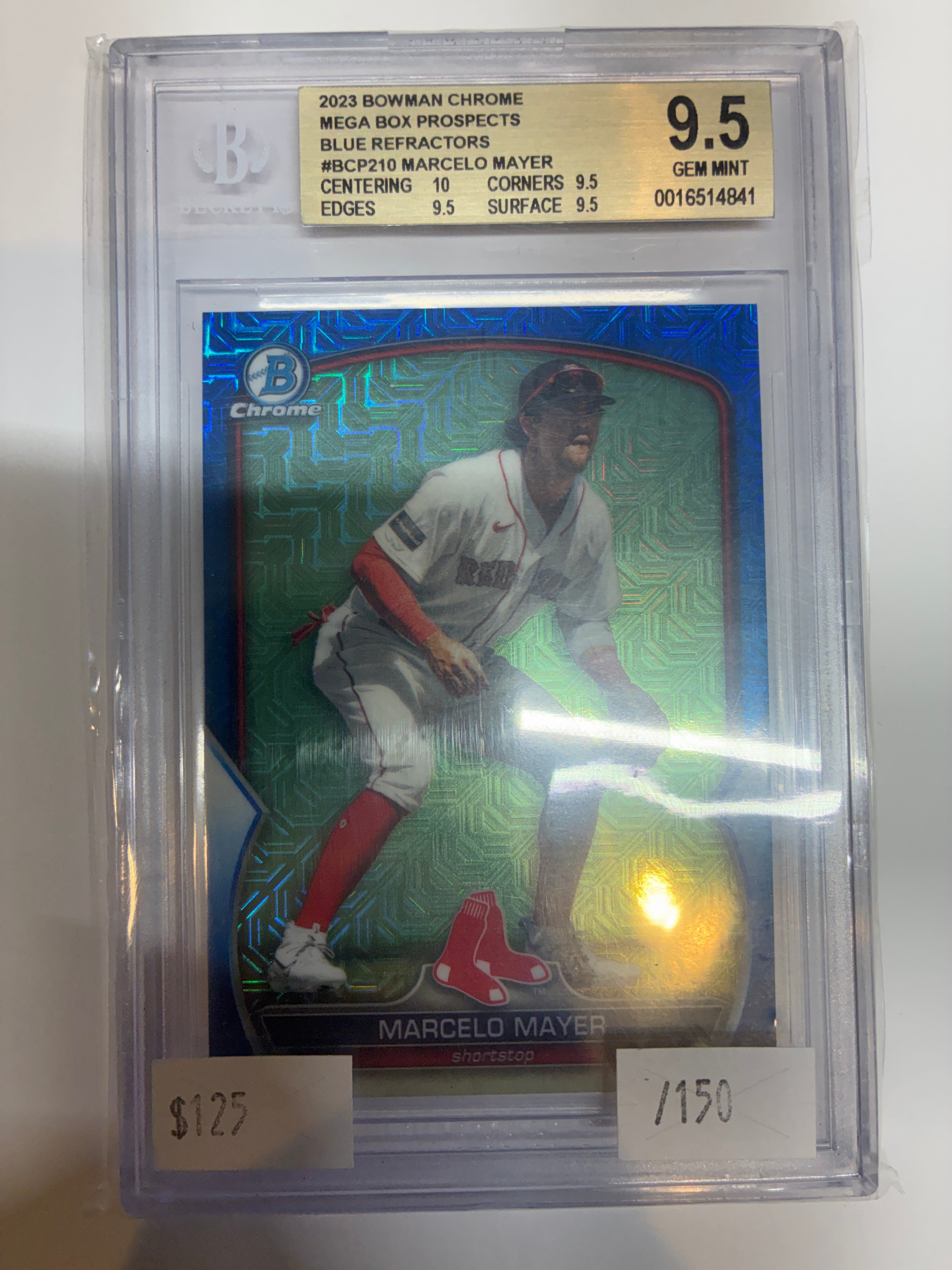 2023 Bowman Chrome Prospects Marcelo Mayer #BCP-210 Blue Mojo Refractor 103/150 Beckett 9.5