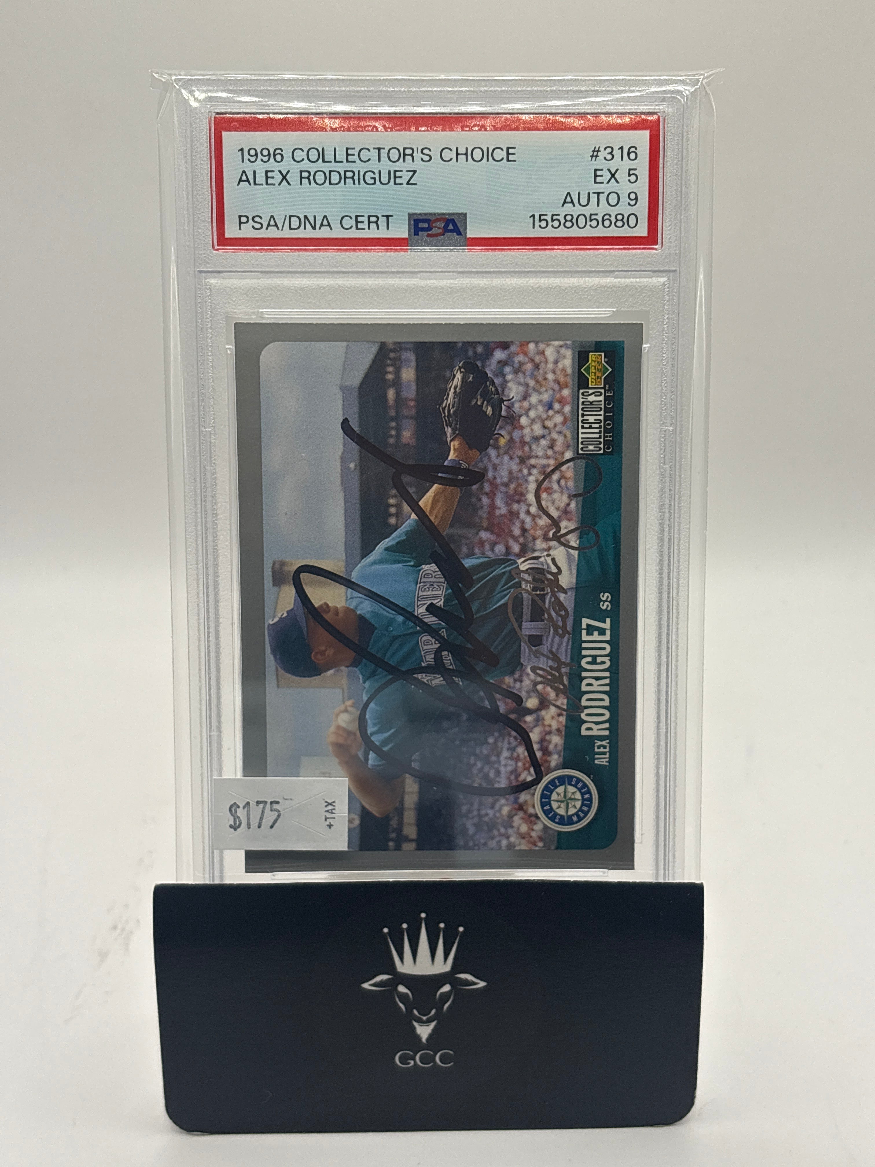 1996 Upper Deck Collector’s Choice Alex Rodriguez #316 Silver Foil Signature PSA 5 Auto 9