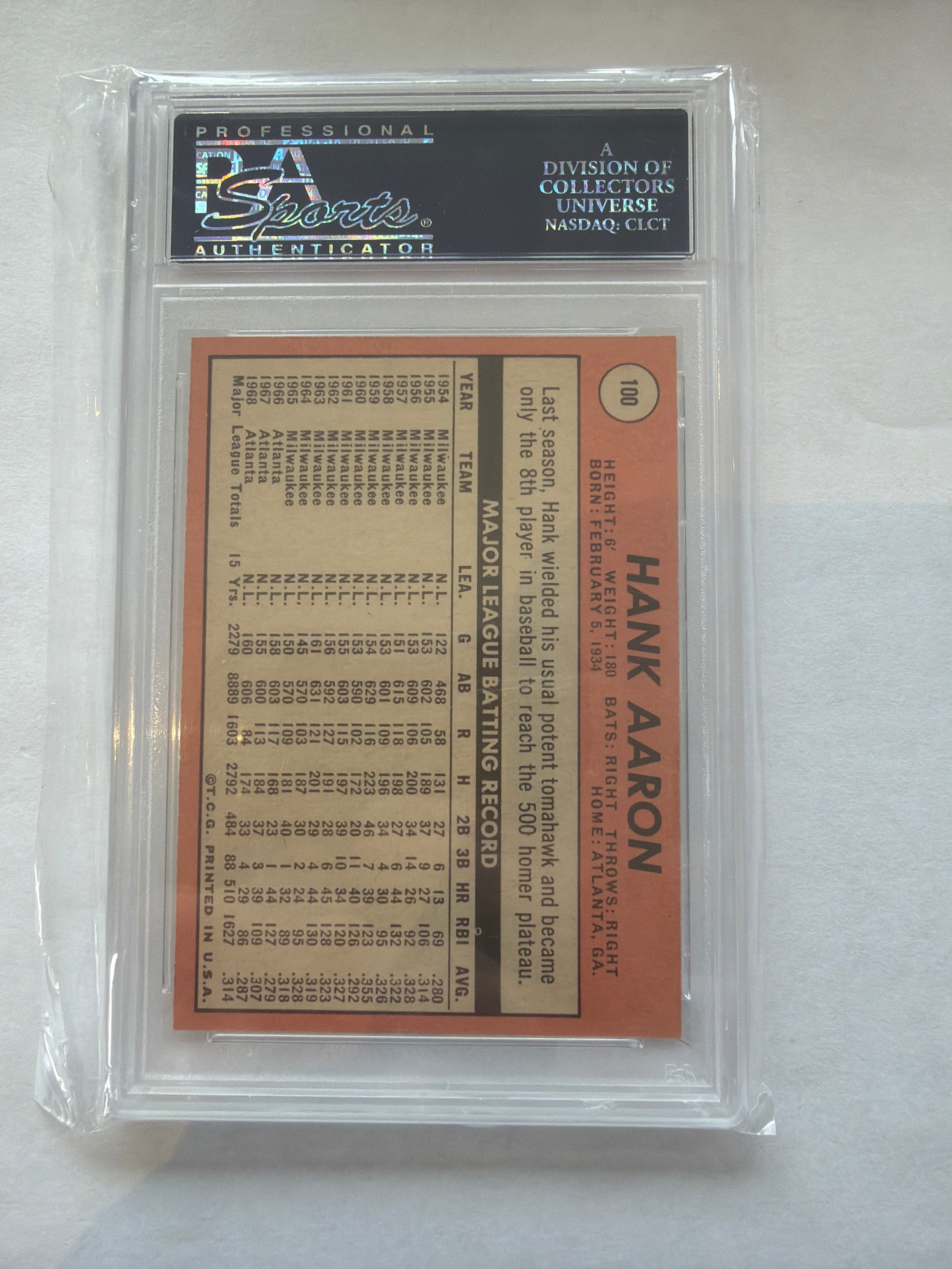 1969 Topps Hank Aaron PSA 8