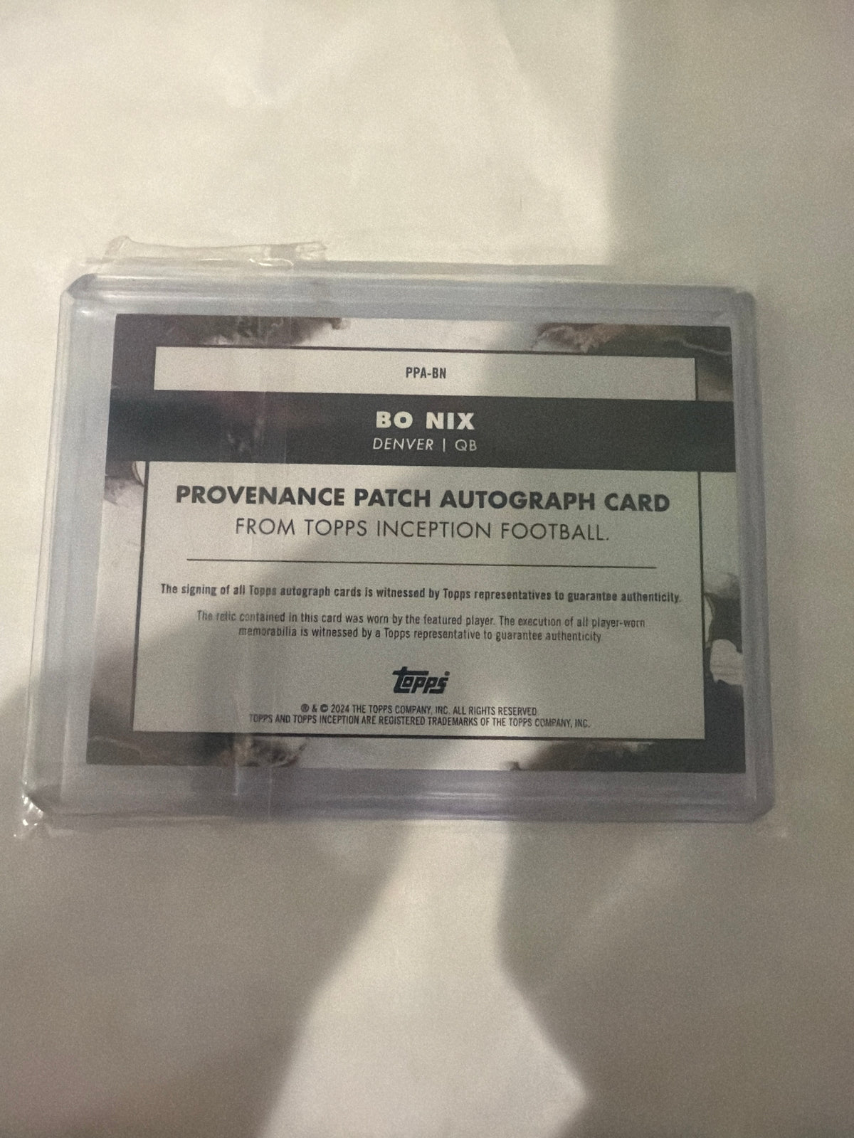 2024 Bo Nix Inception 69/99 Autograph/Patch (Rookie Card)