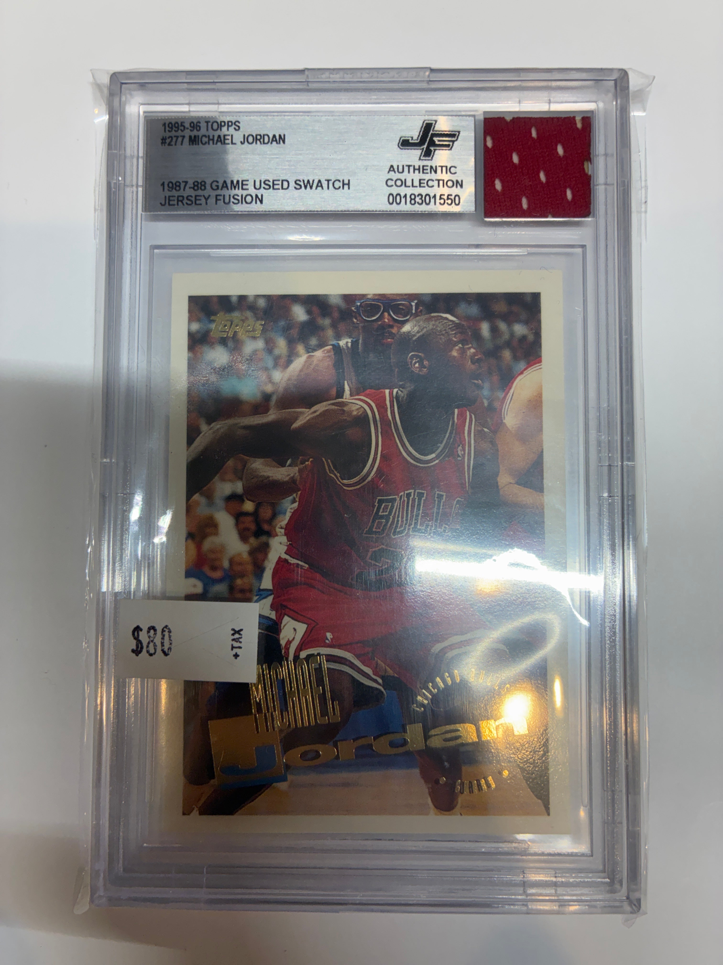 1995-96 Topps Michael Jordan #277 1987-88 Game Used Swatch Jersey Fusion JF Authentic Collection
