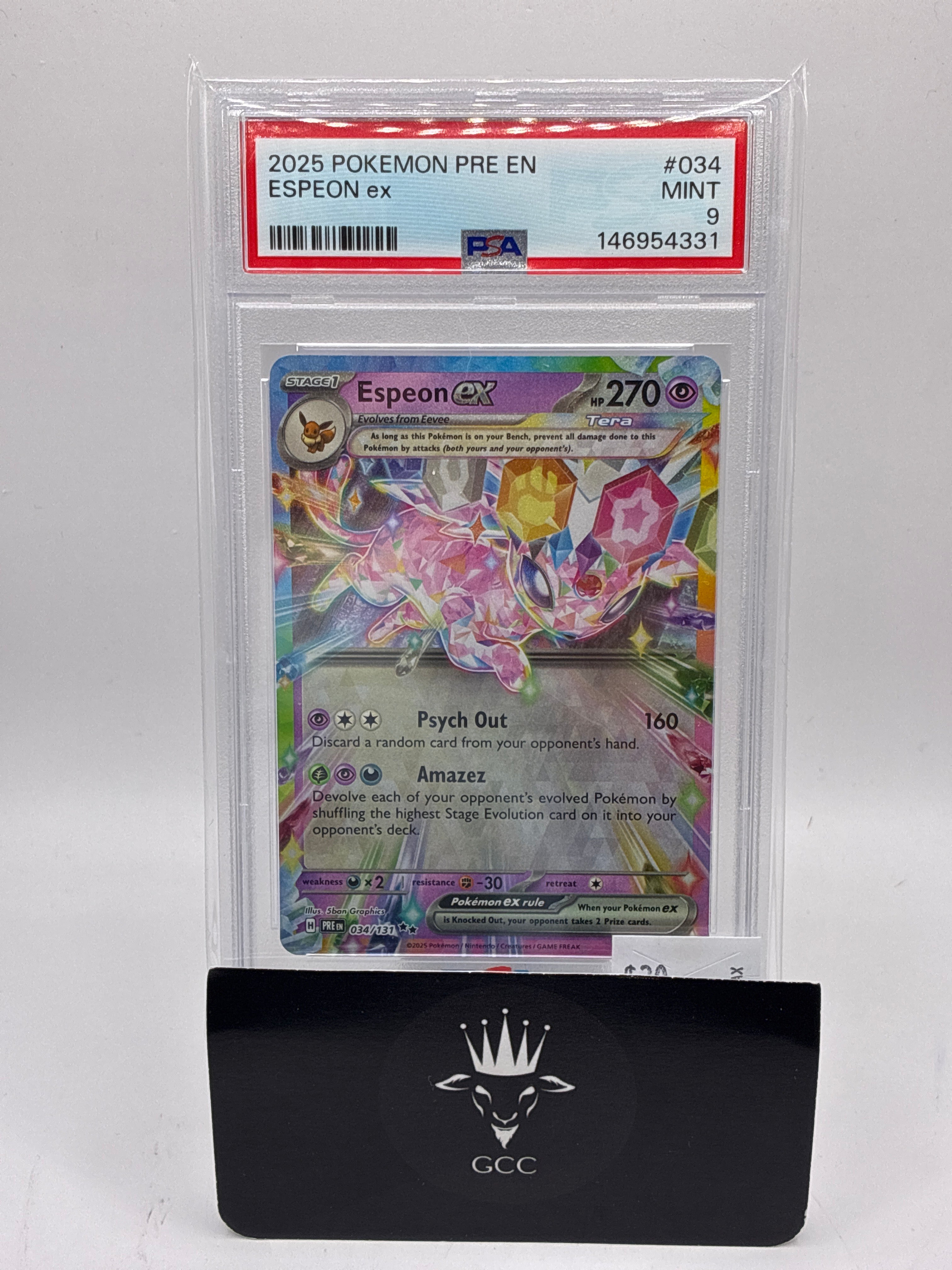 Espeon ex 034/131 Sv: Prismatic Evolutions Holo PSA 9