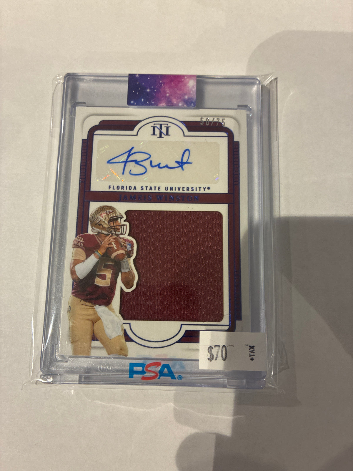 2026 Panini national treasures Jameis Winston patch auto 50/75 ￼