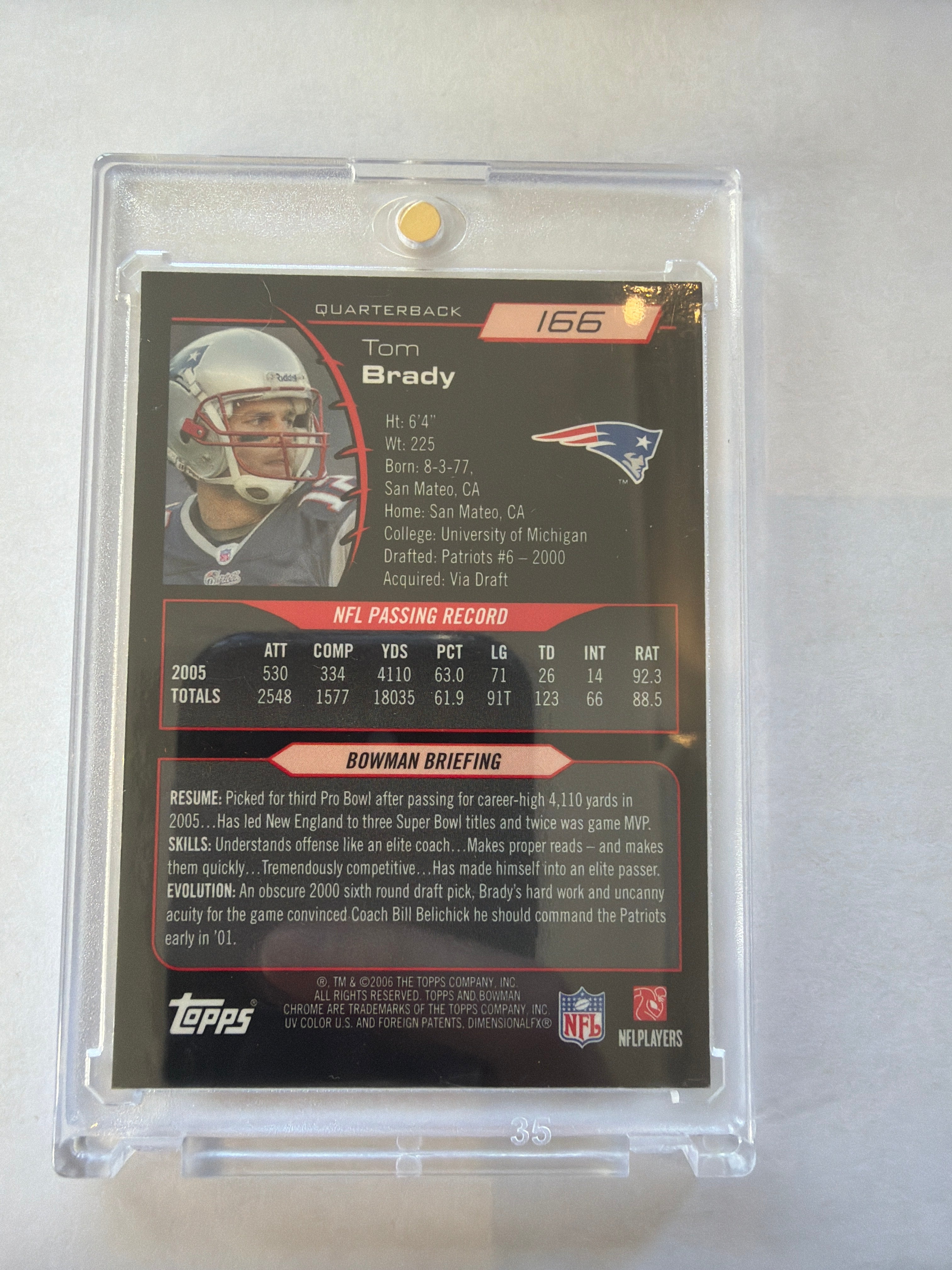 2006 tom Brady bowman chrome