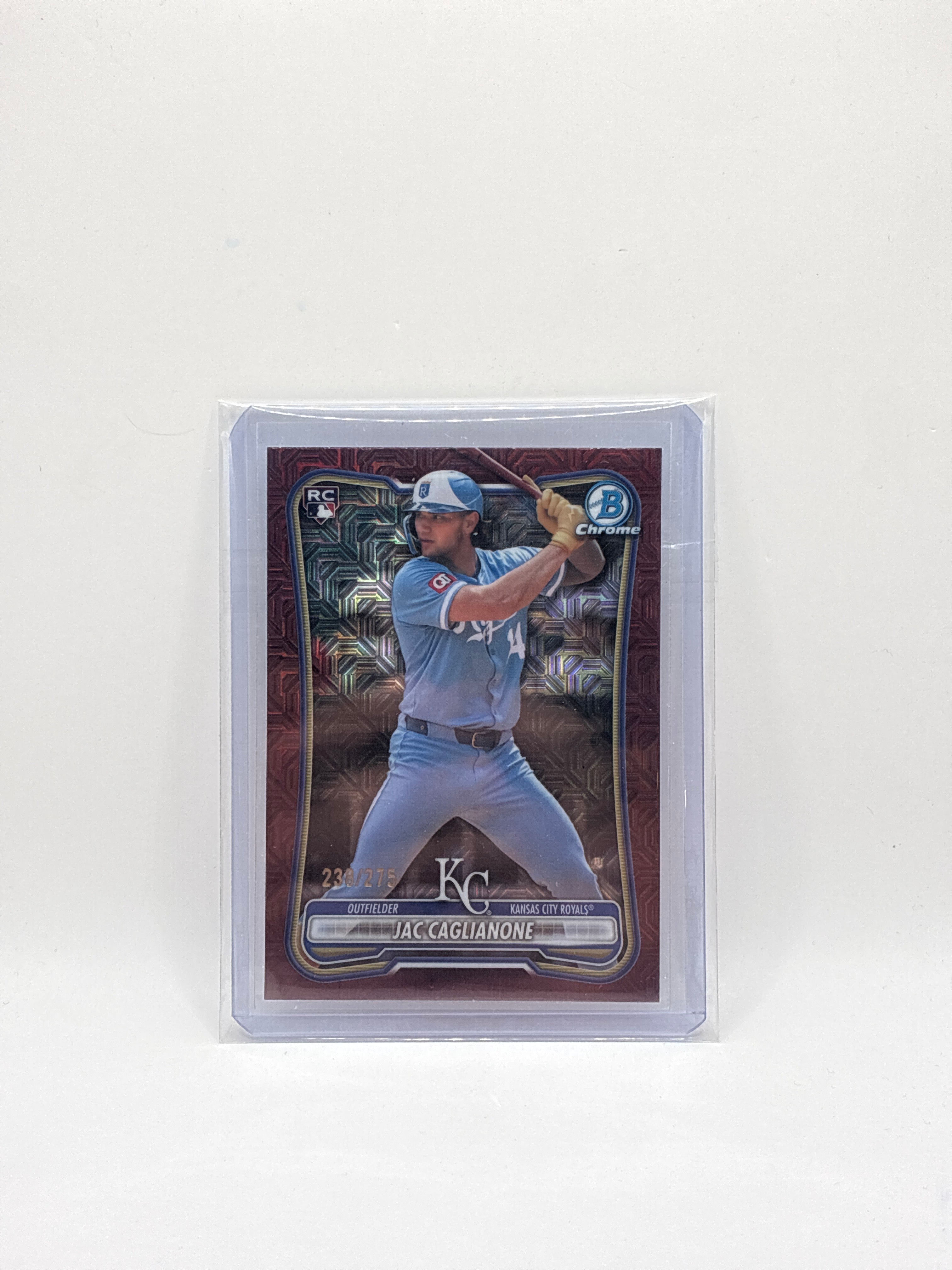 2026 Bowman Jac Caglianone Mega Box #75 Burgundy Mojo Refractor Chrome 238/275