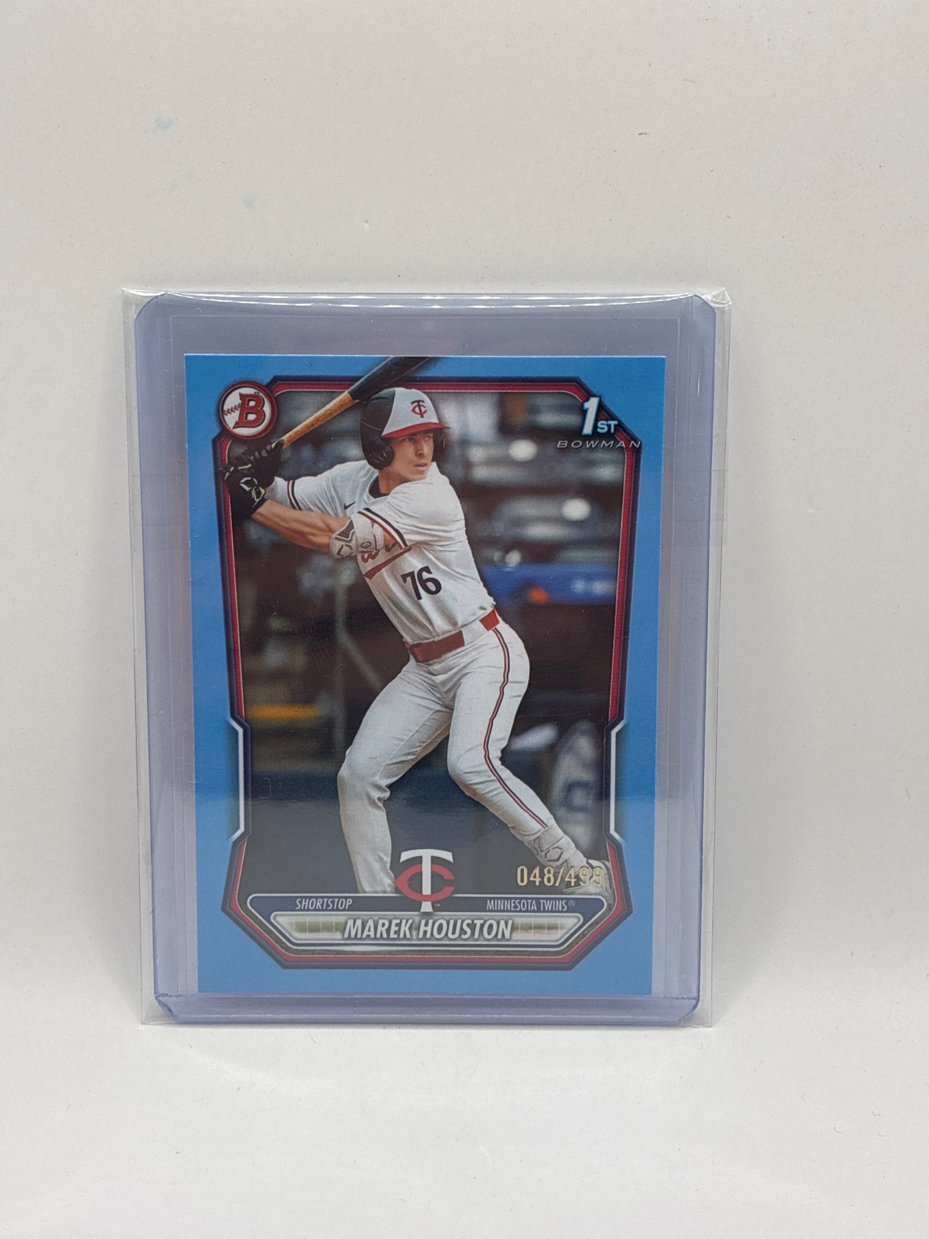 2026 Bowman 1st Marek Houston Neon Sky Blue Paper 048/499 Twins
