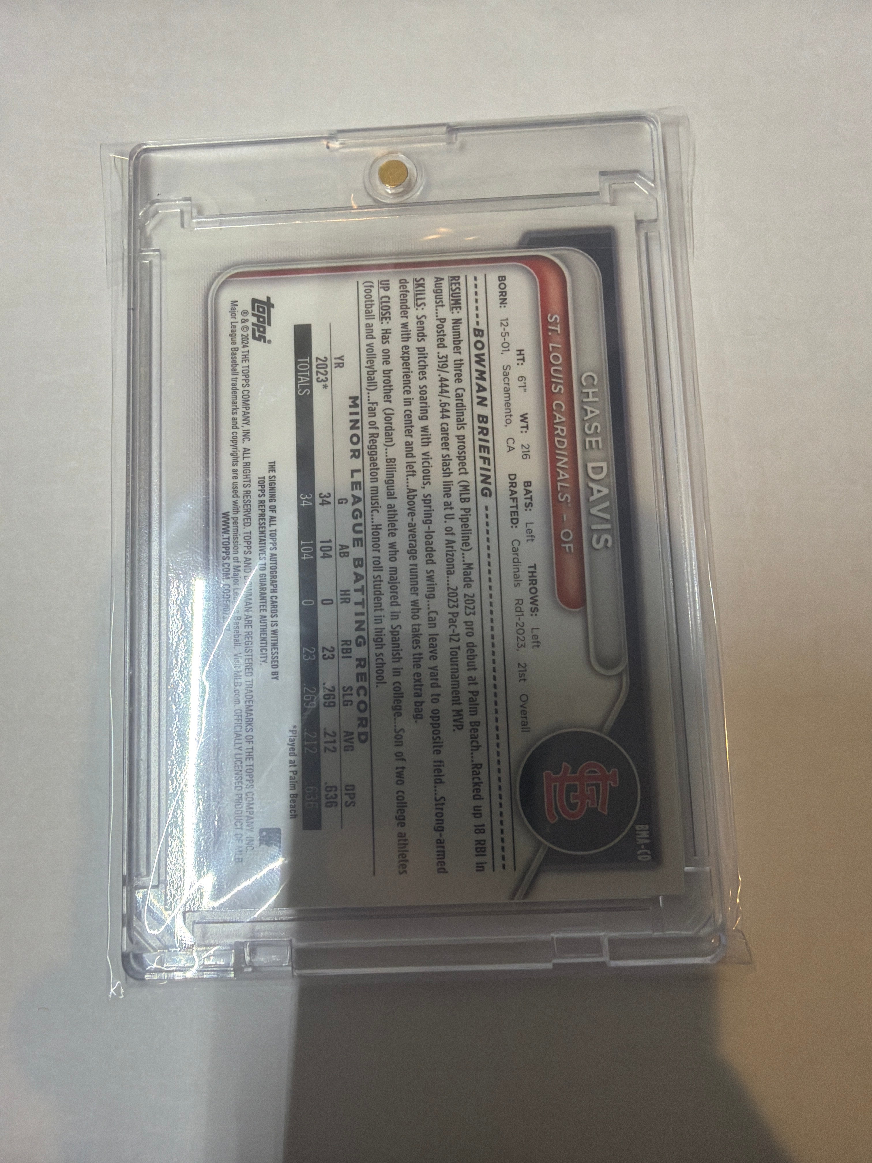 2024 Topps Chase Davis auto 005/199