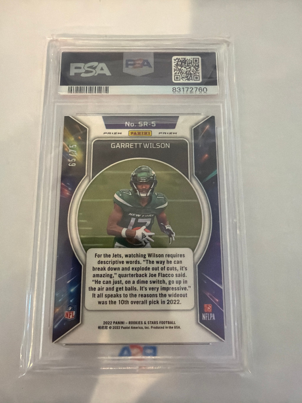 2022 Panini rookies and stars Garrett Wilson Stella rookies pink PSA10￼