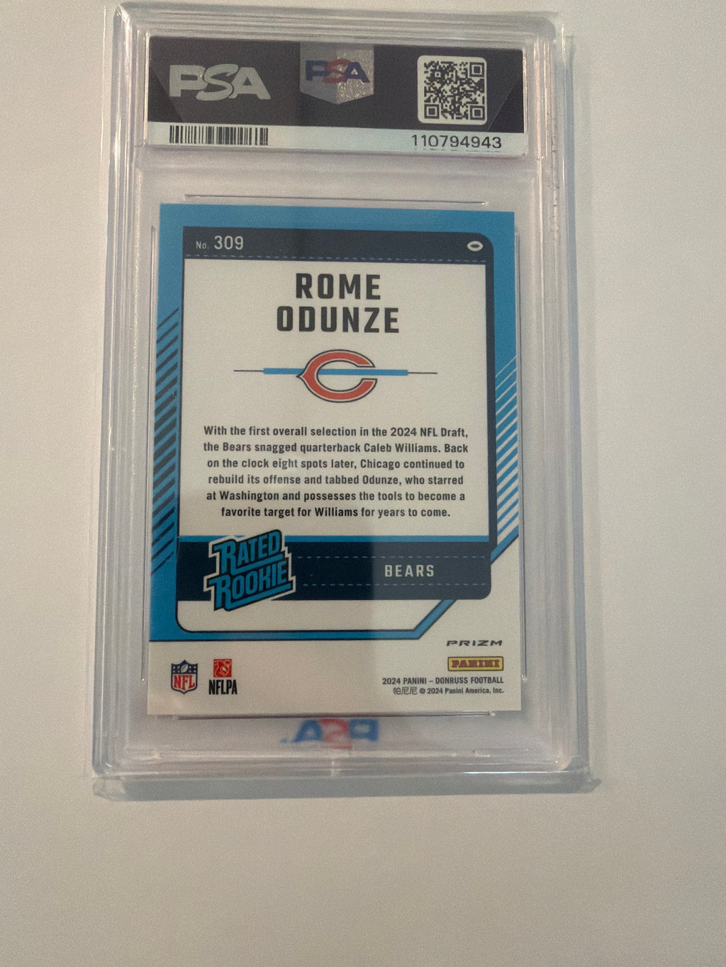 2024 Donruss Rome Odunze optic preview red wave PSA10