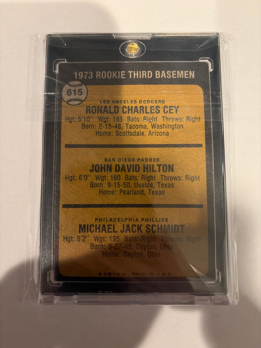 1973 Rookie Third Baseman Cey/Hilton/Schmidt