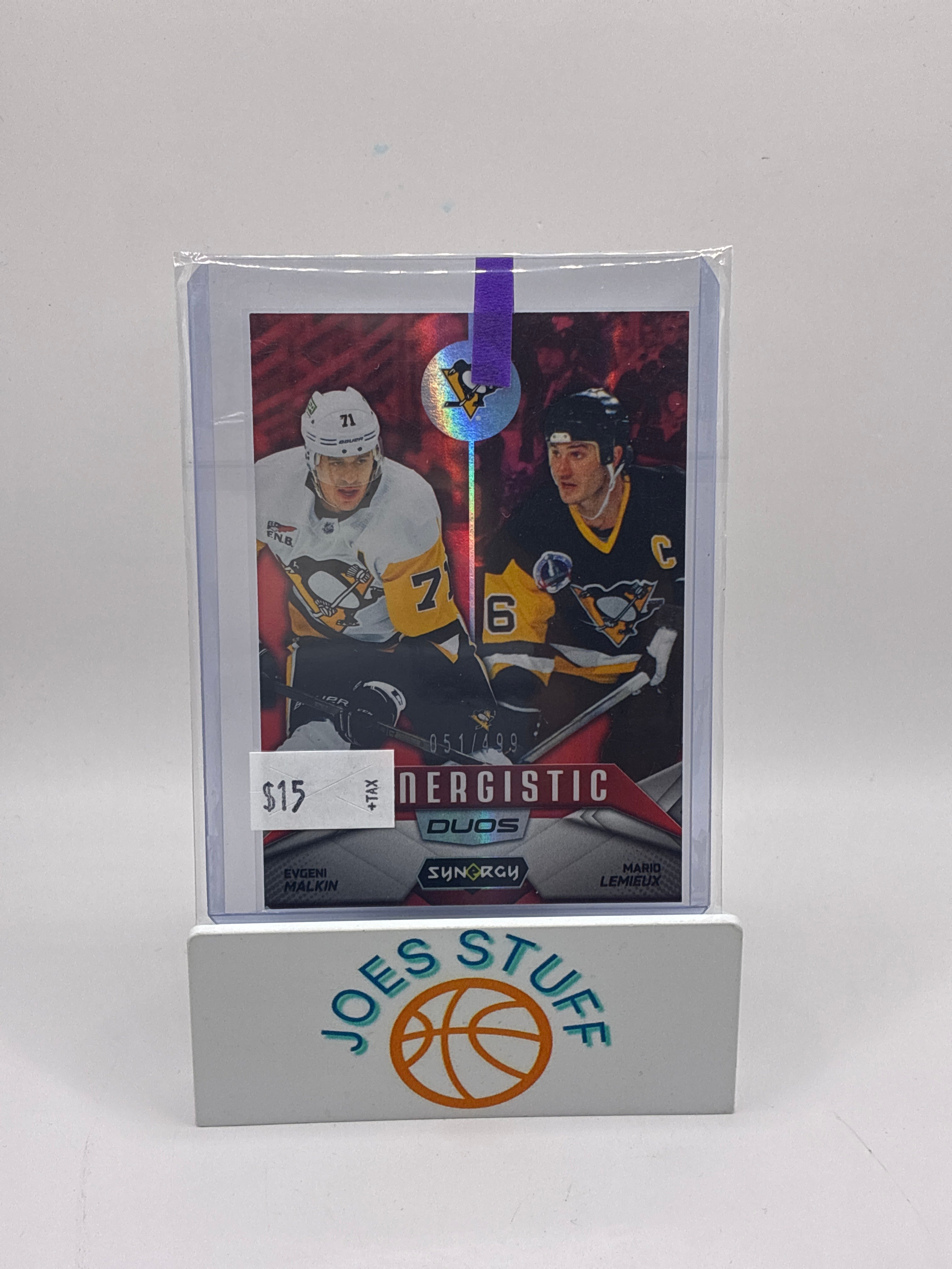 2025 Upper Deck Synergy Duos Stars and Legends Mario Lemieux, Evgeni Malkin Red 051/499