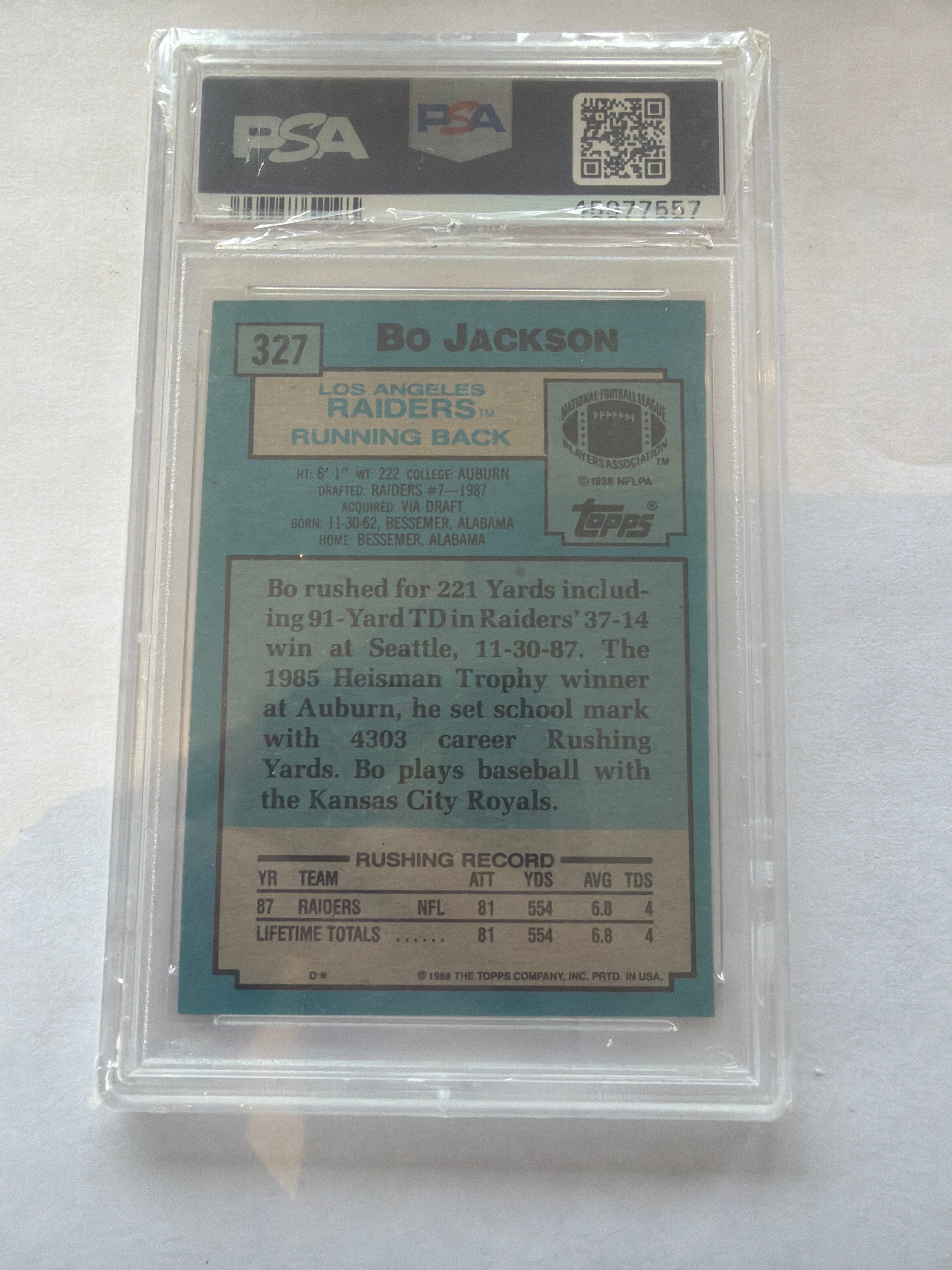 1988 topps Bo Jackson PSA8