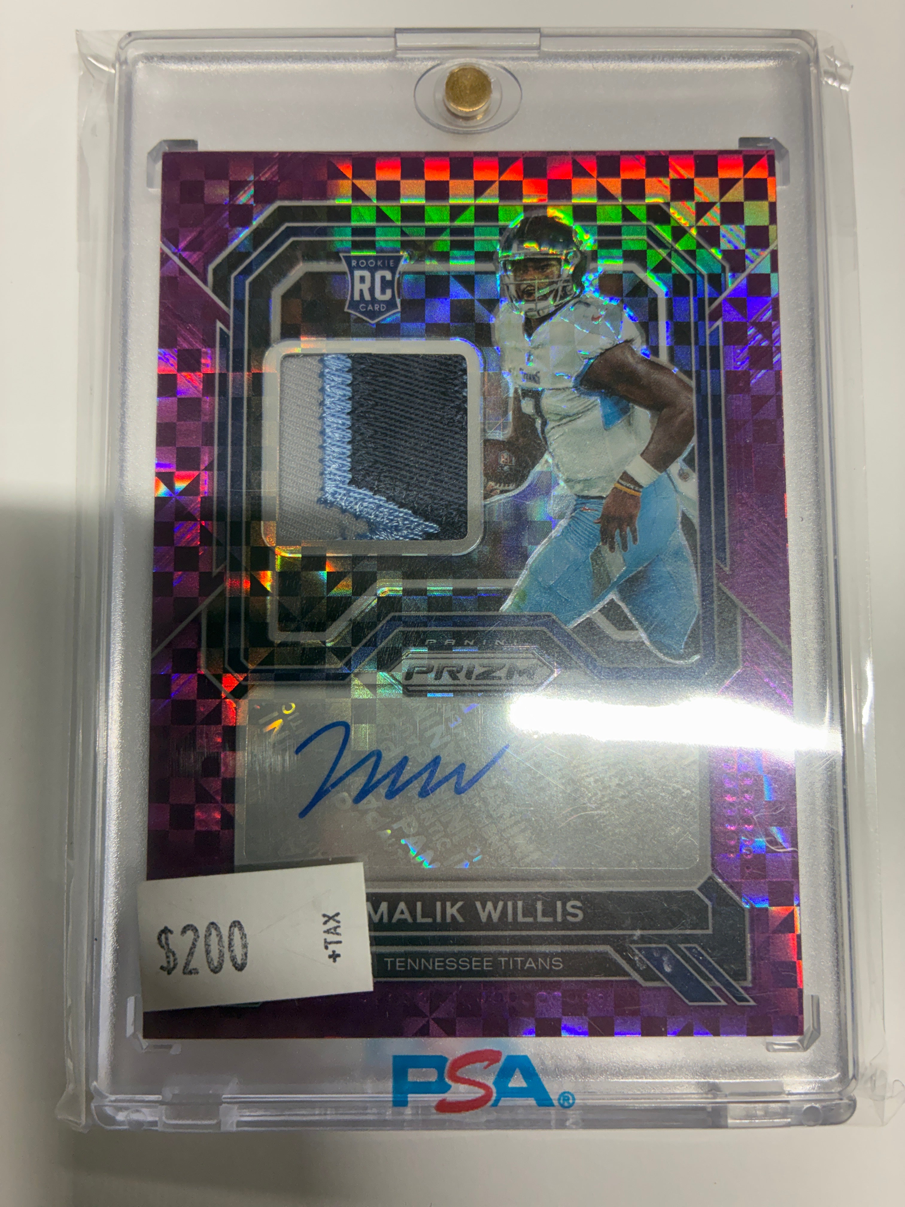 2022 Panini Prizm Malik Willis Rookie Patch Purple Power Prizm 25/49 Autograph