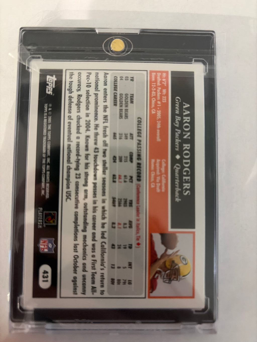 2005 Aaron Rodger’s rookie card 50th anniversary