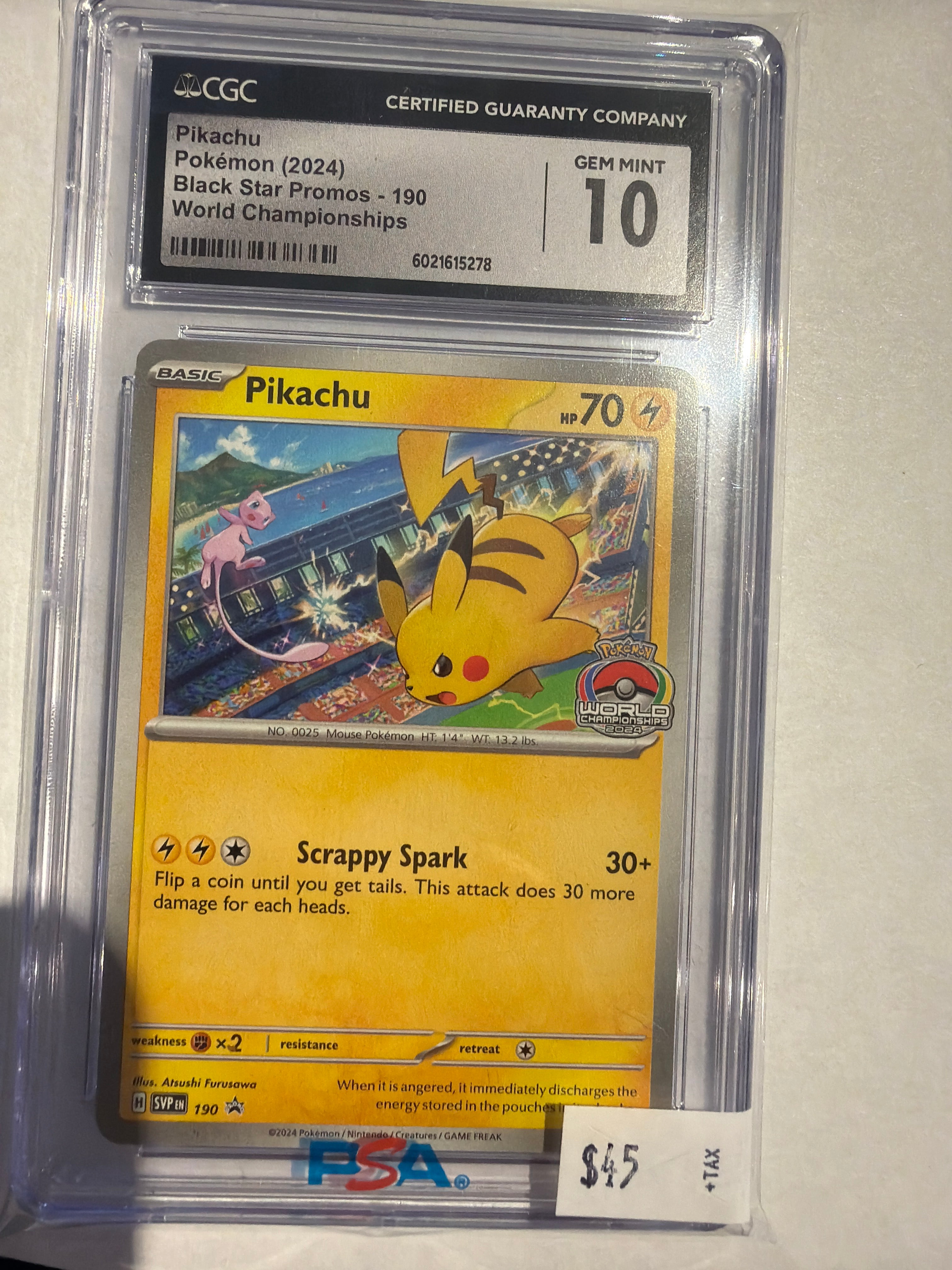 Pikachu world championship 2024 190 promo CGC 10