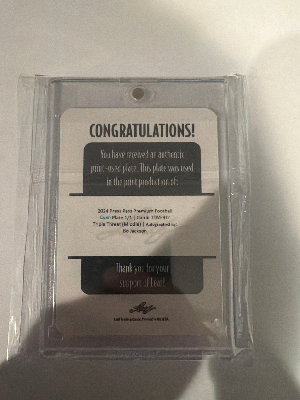 2024 Press Pass Triple Threat Bo Jackson Printing Plate 1/1