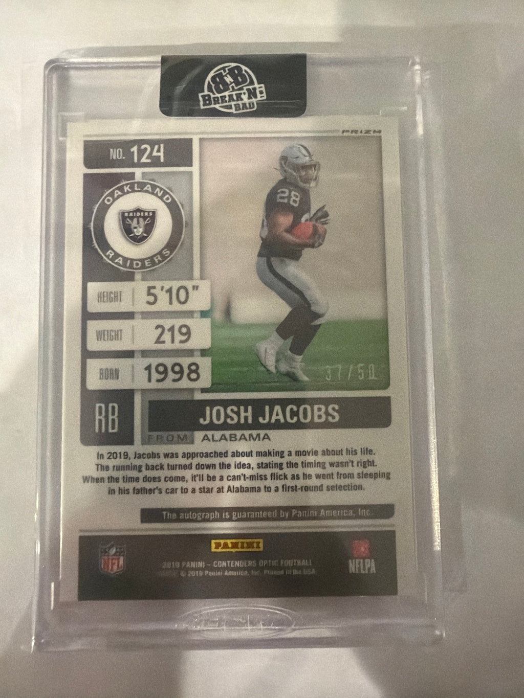 2019 Contenders Optic Josh Jacob Autograph 37/50