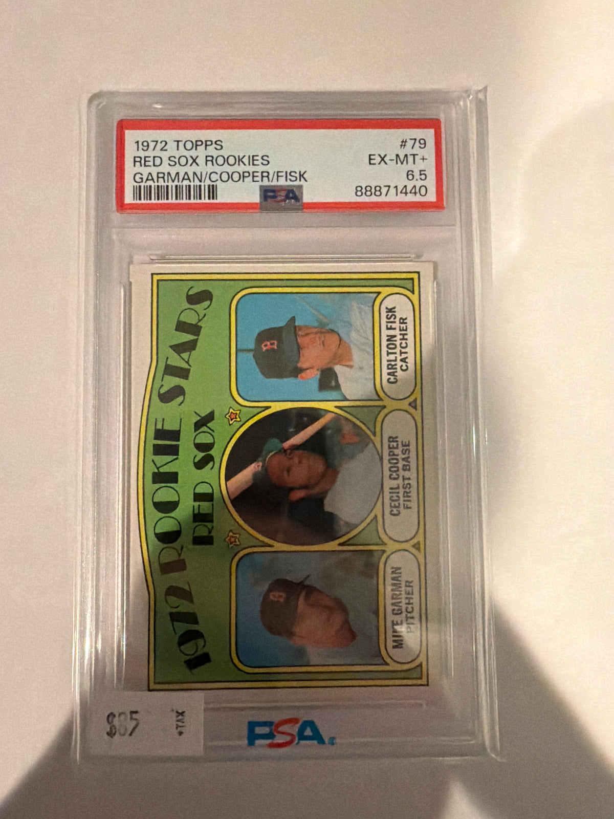 1972 Topps Red Sox Rookies Garman/Cooper/Fisk PSA 6.5