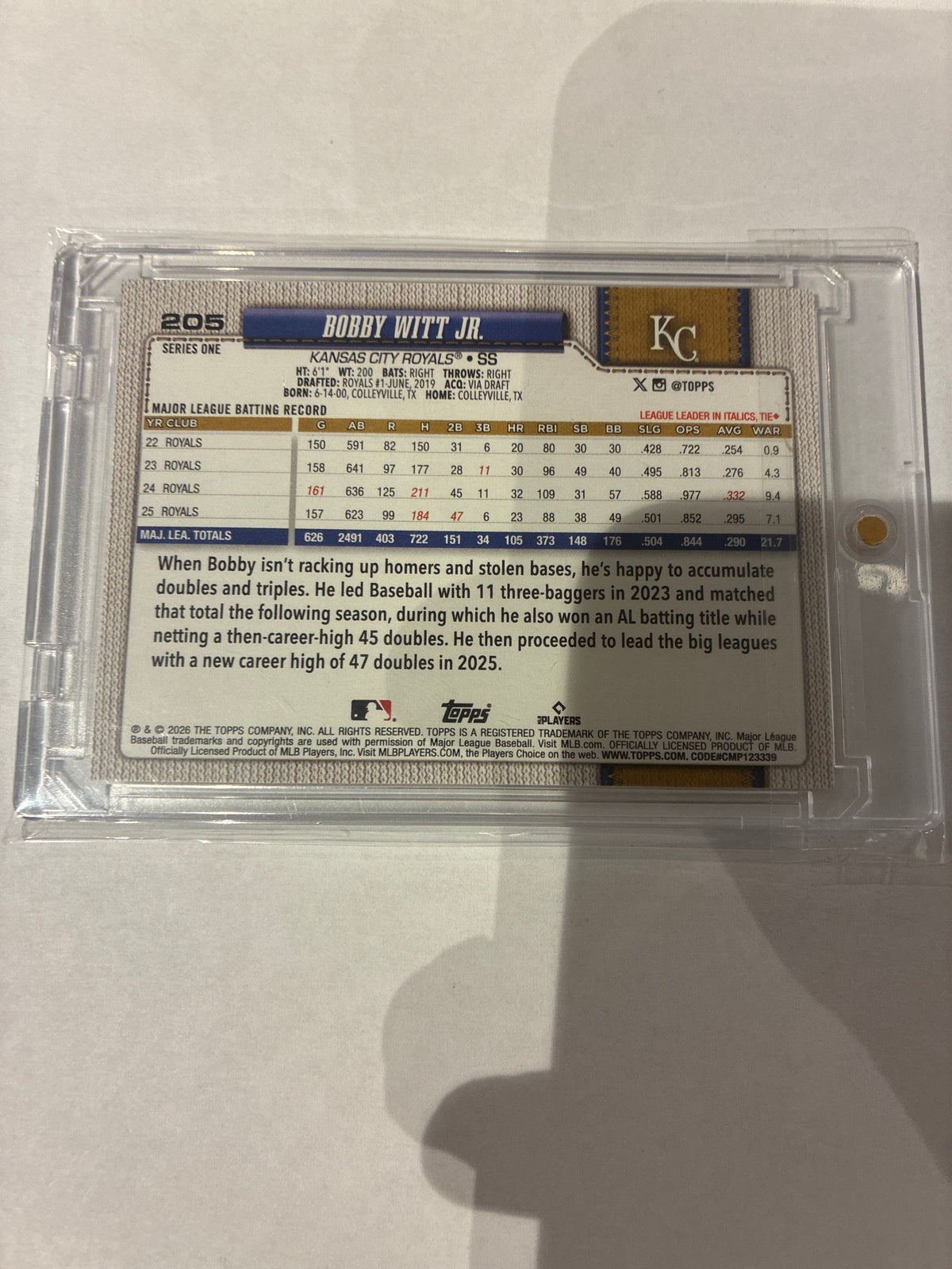 2026 Topps 75 Bobby Witt Jr￼