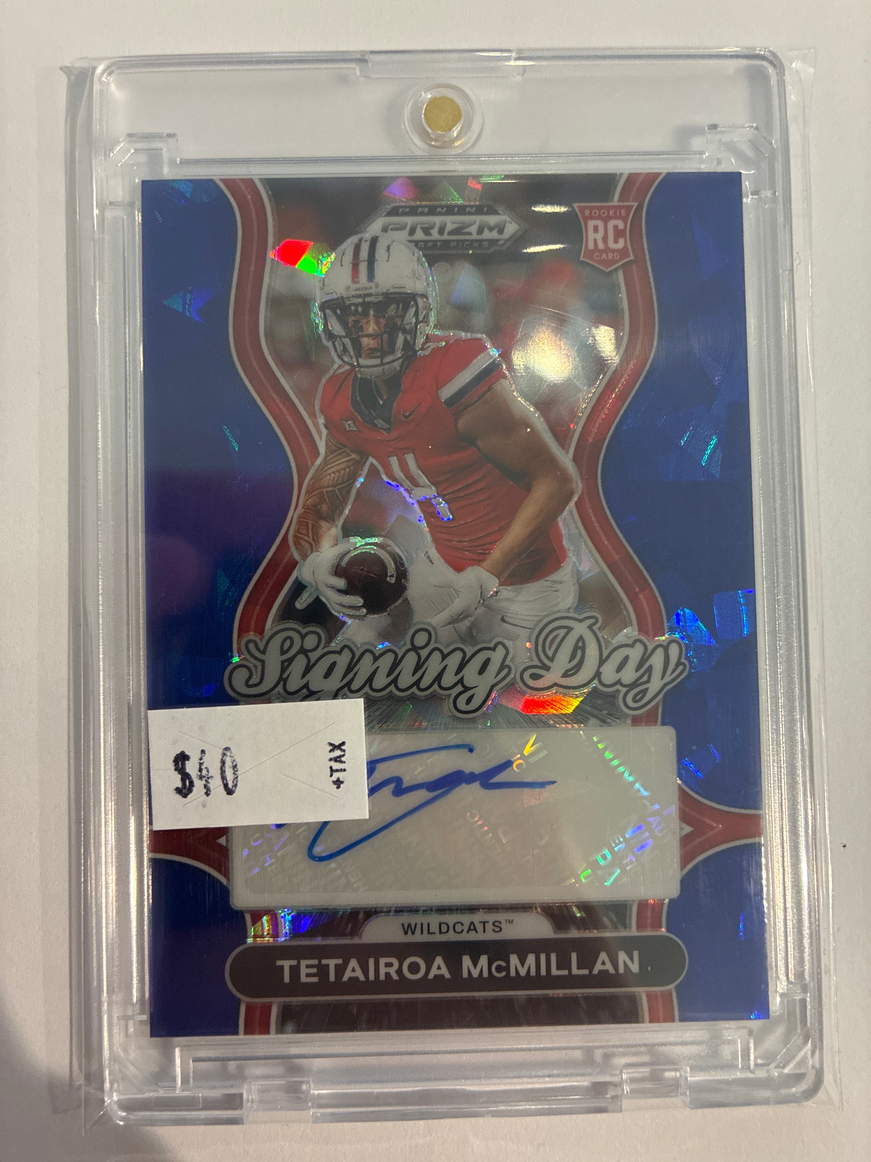 2025 Panini Prizm Draft Picks Signing Day Tetairoa McMillan #SD-TMN Blue Ice Prizm 52/75