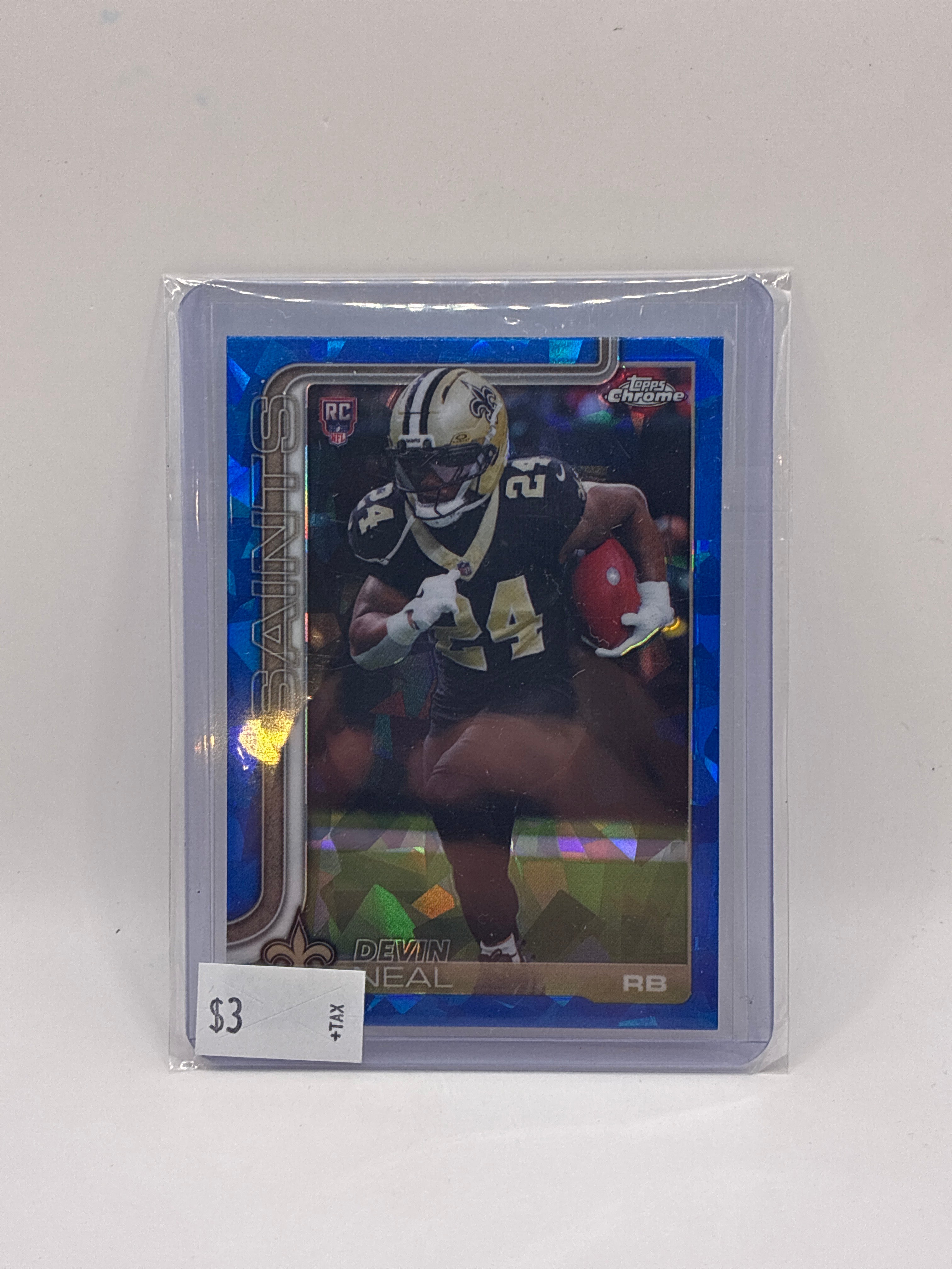 2025 Topps Chrome Rookies Devin Neal Blue Cracked Ice Refractor