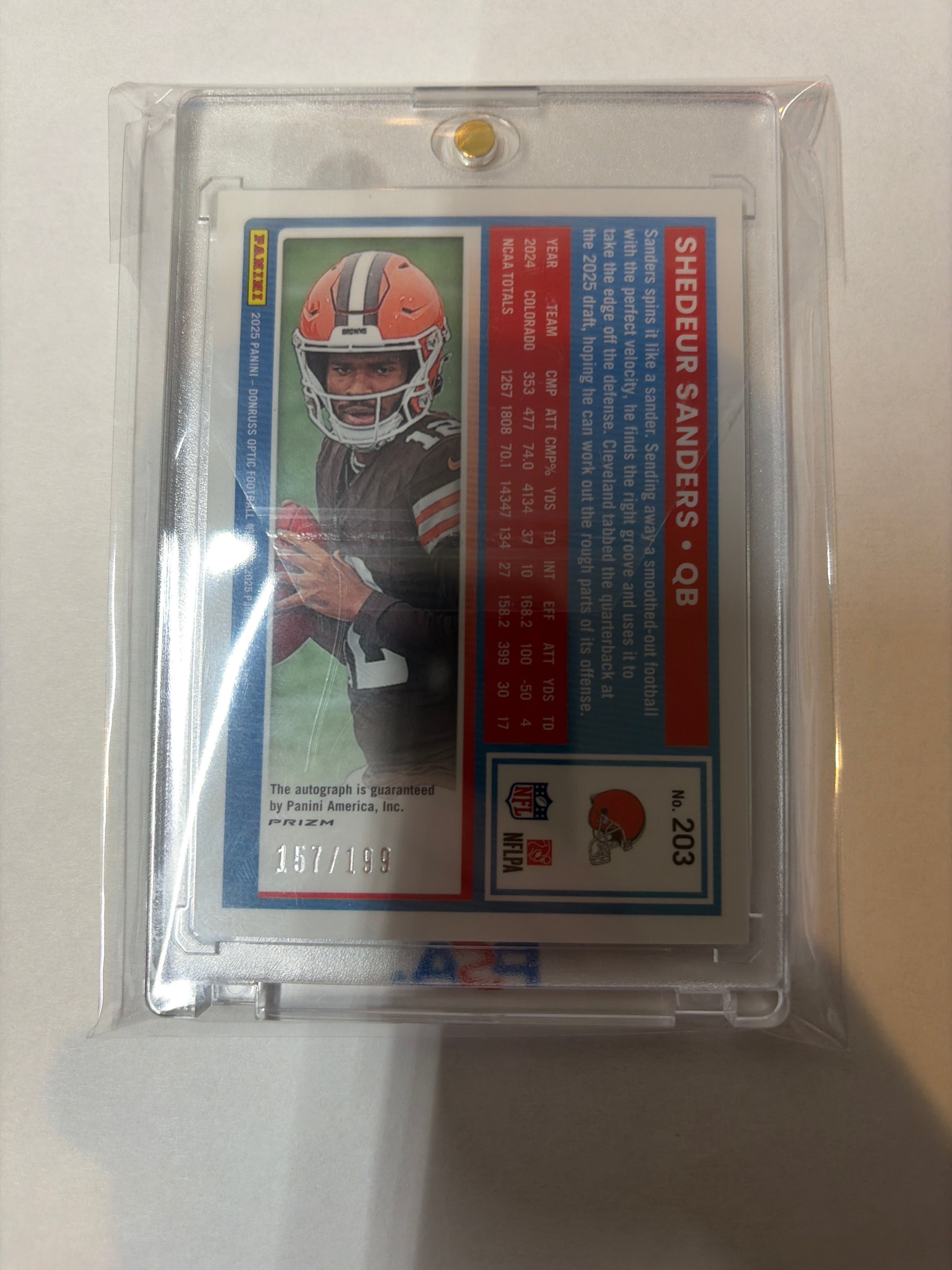 2025 Donruss Optic rated rookie Shedeur Sanders auto 157/199