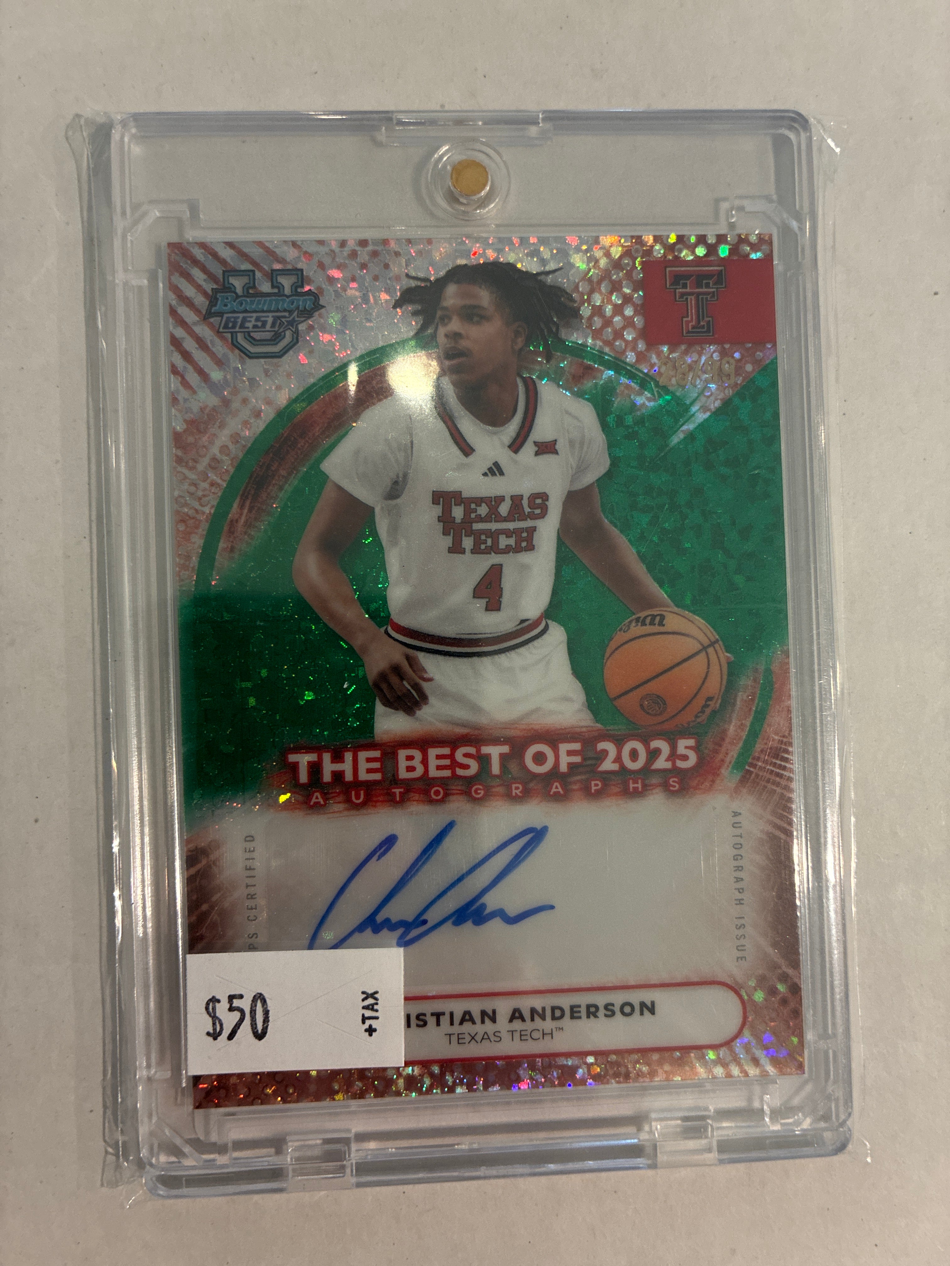 2026 Bowman U Best Christian Anderson Green Mini Diamond Autograph 28/99