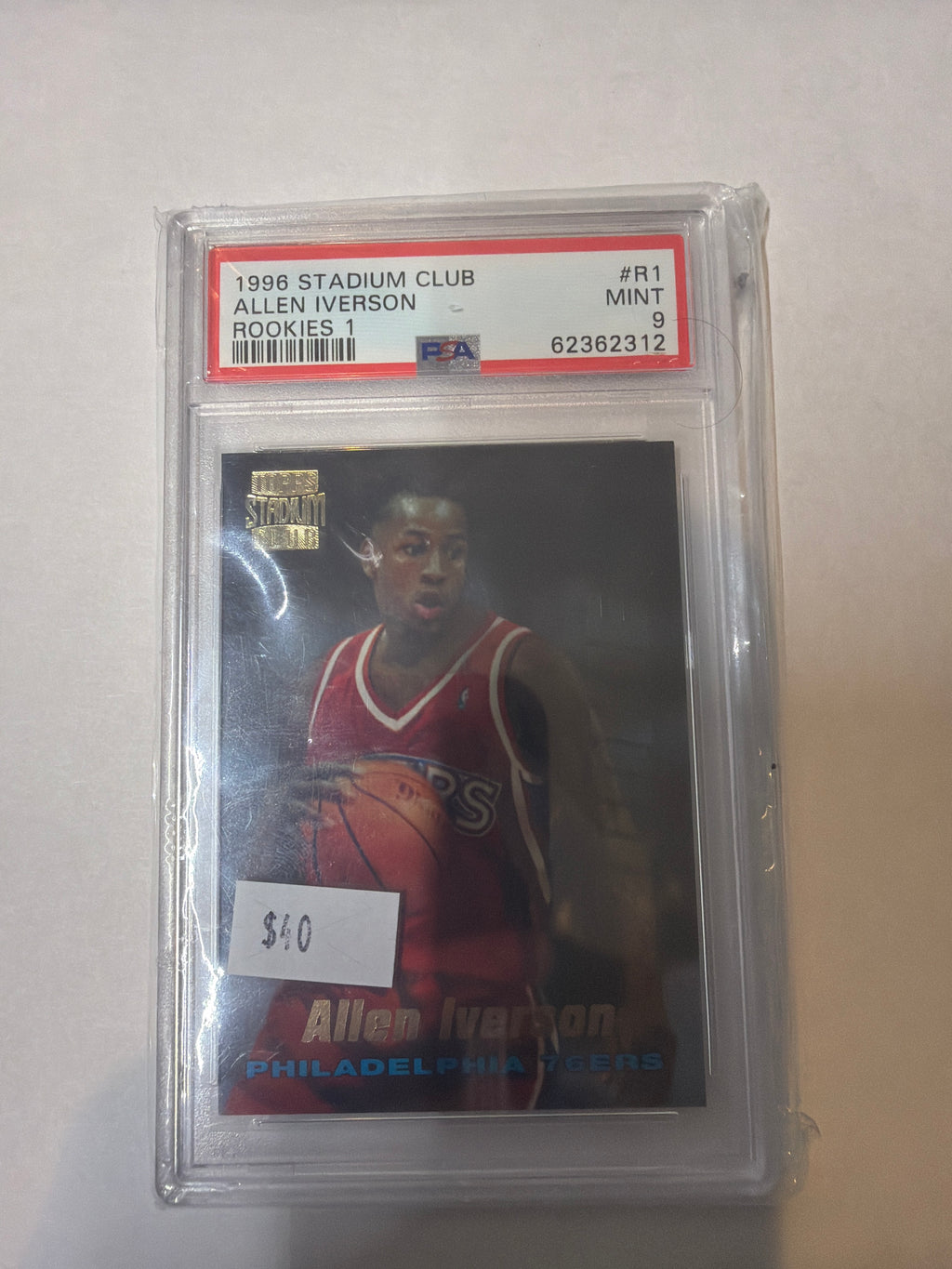 1996 stadium club Allen iverson rookies 1 PSA9