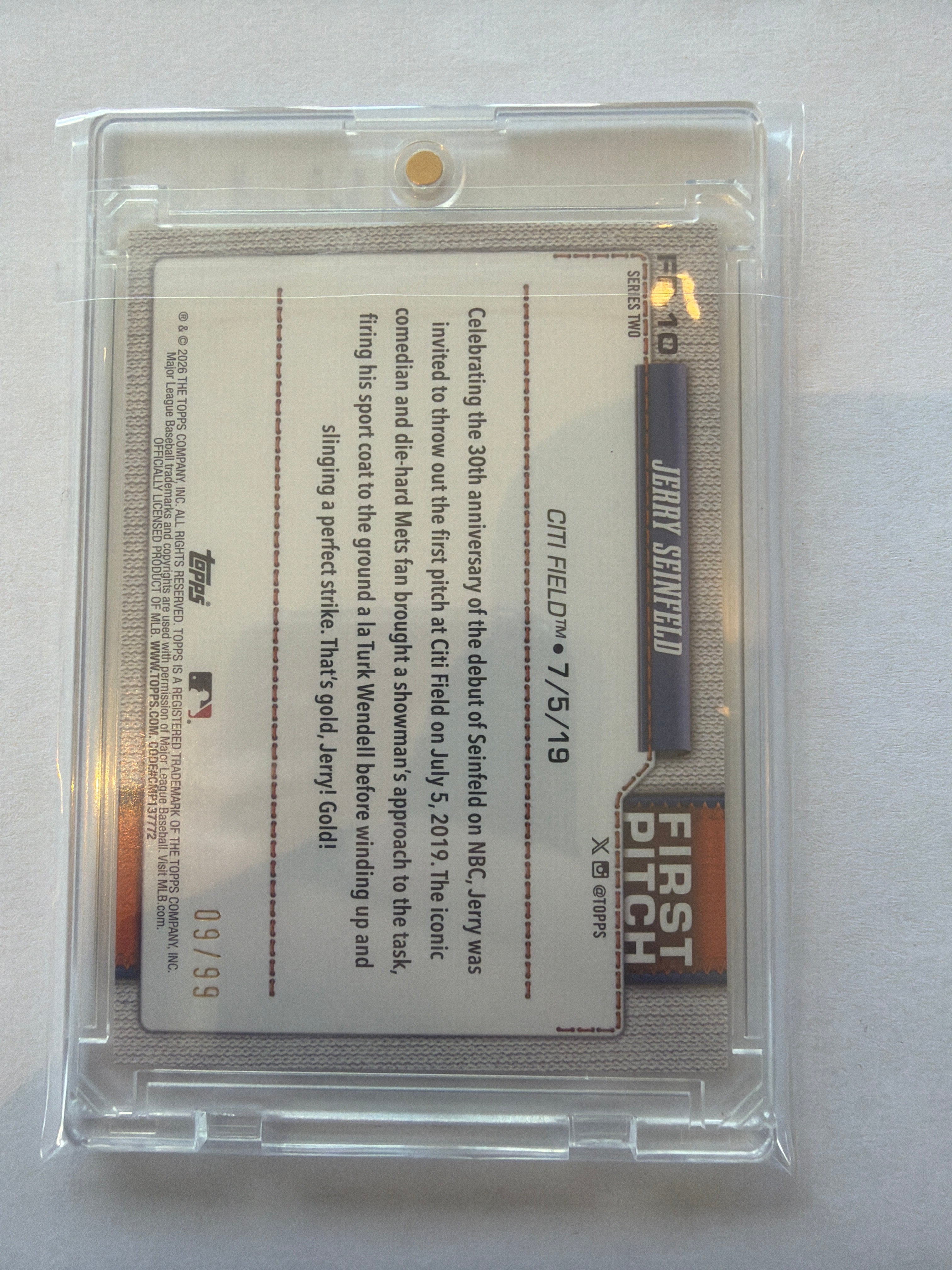 2026 First Topps 75 Jerry Seinfeld 9/99