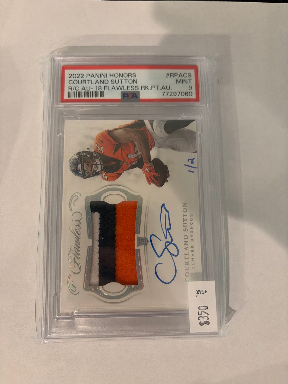 2022 Panini Honors/Flawless RPA 1/2 (Game Worn) Courtland Sutton