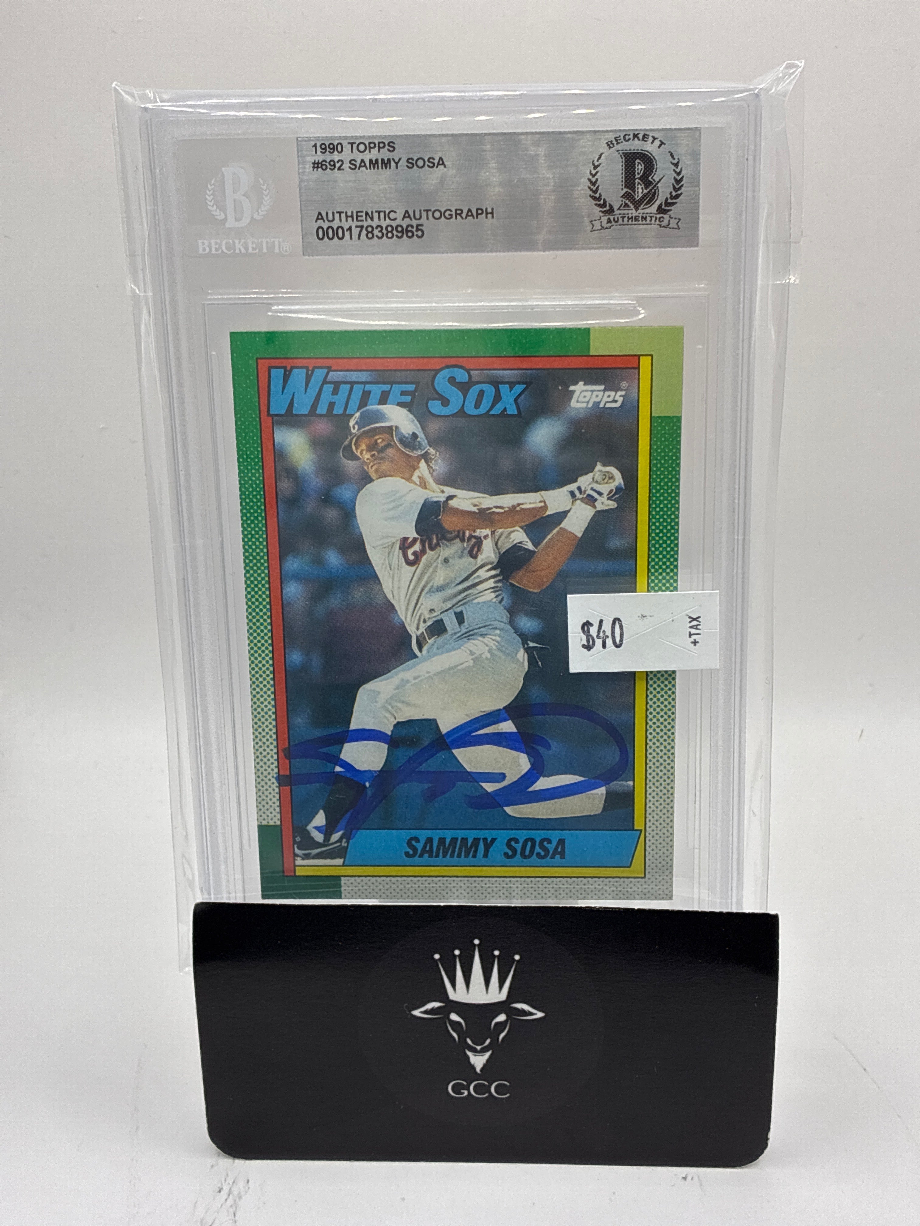1990 Topps Sammy Sosa Auto Beckett Authenticated