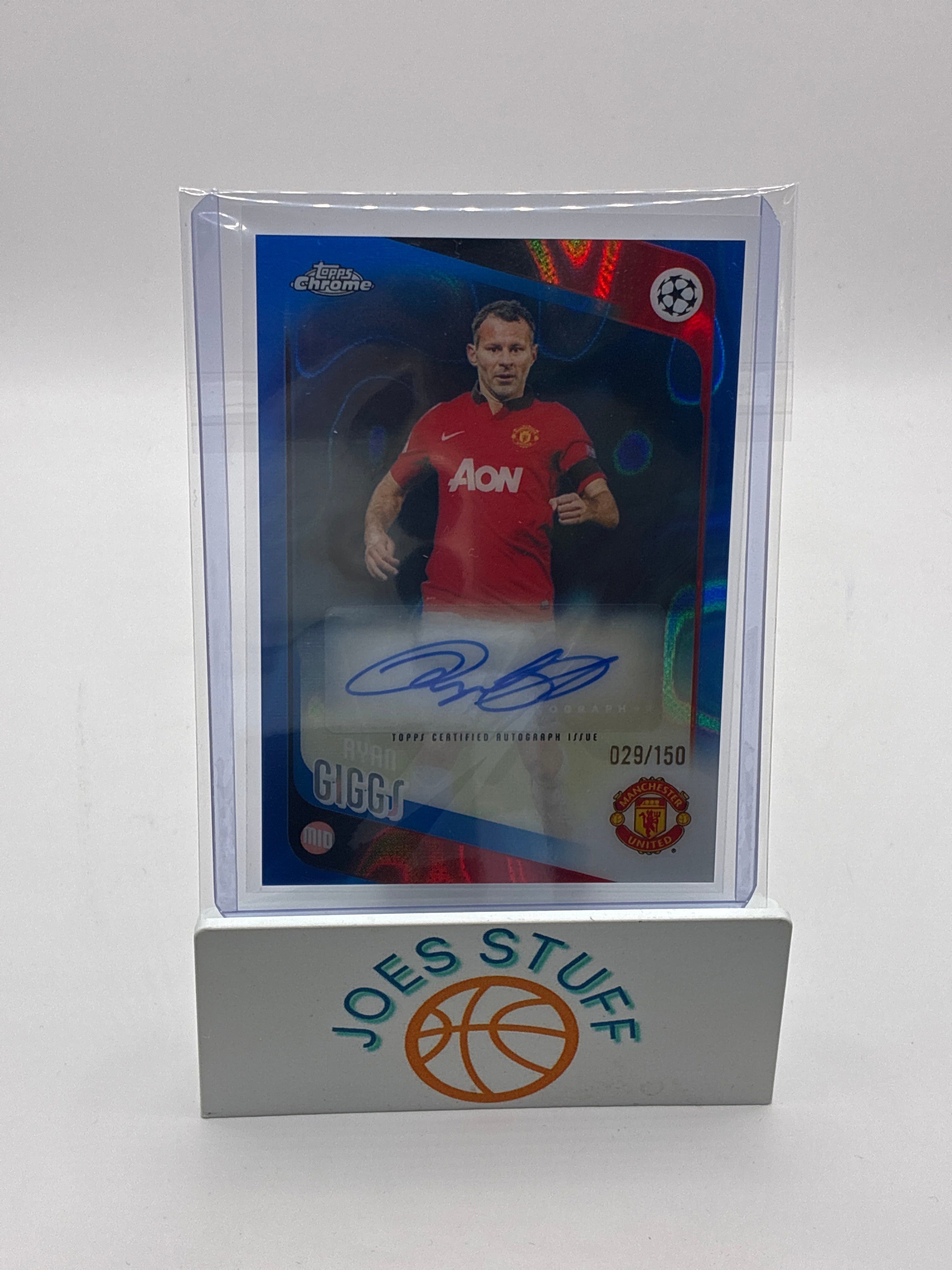 2025-26 Topps Chrome Premier League Autographs Ryan Giggs Blue Refractor 029/150