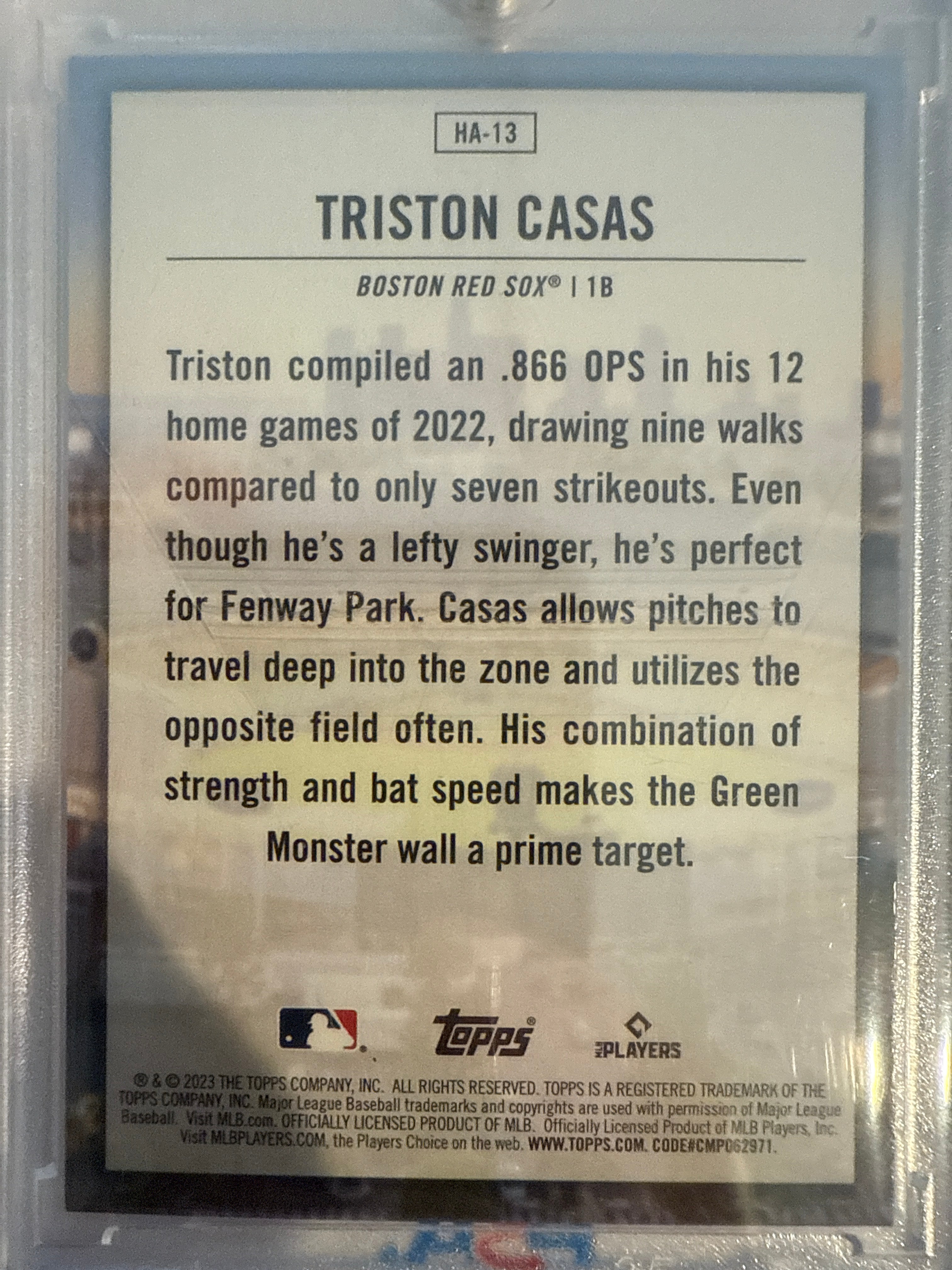 2023 Topps Triston Casas Home Field Advantage