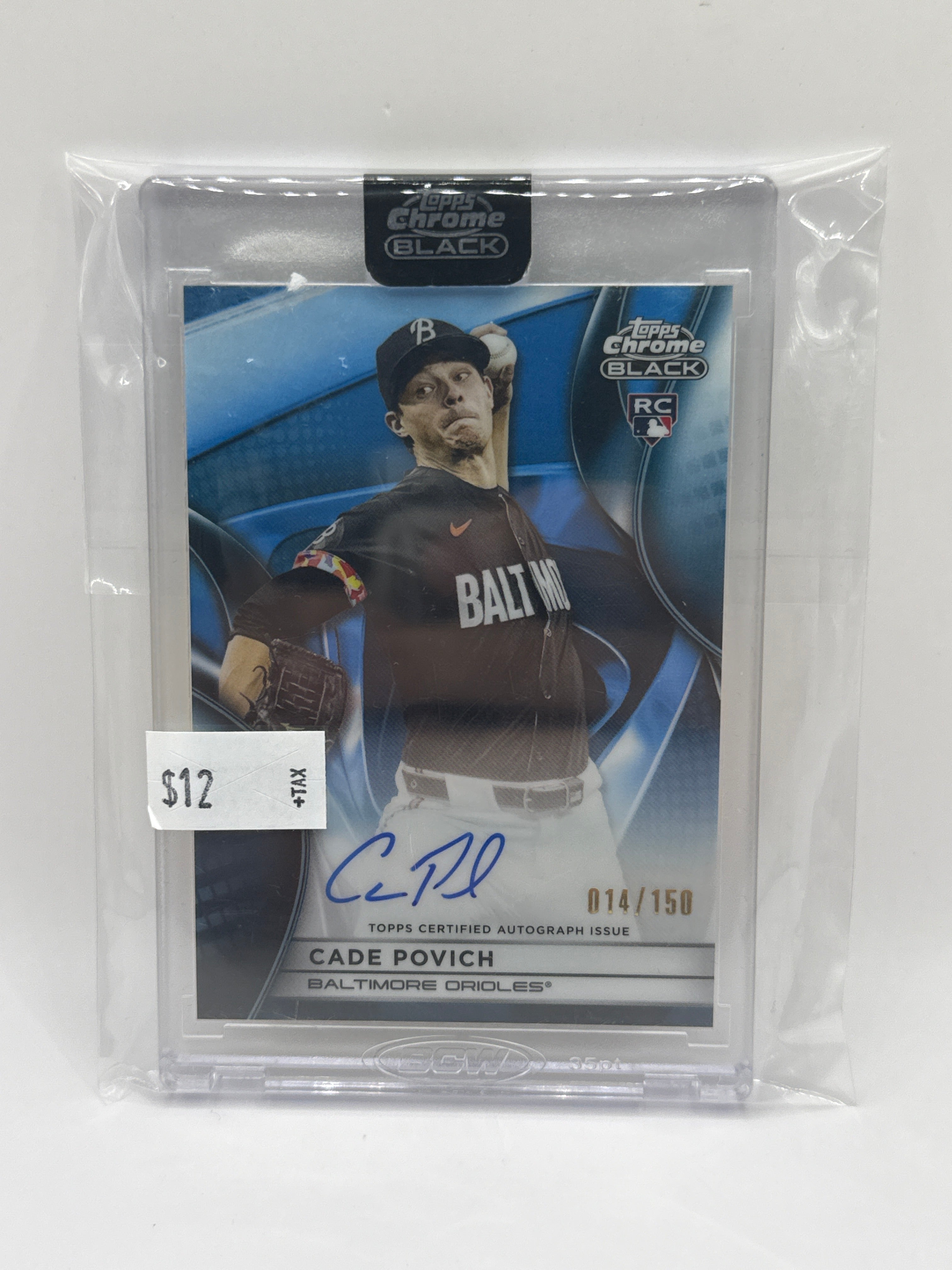2025 Topps Chrome Black Cade Povich Autograph Blue 014/150